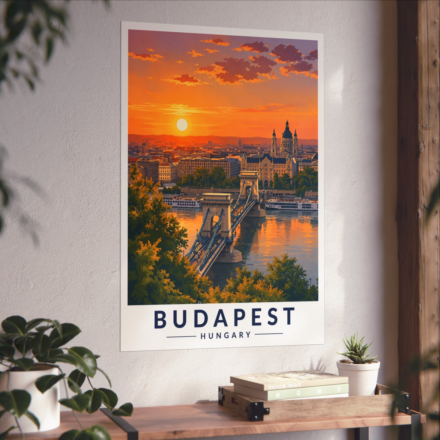 Budapest Sunset Fine Art Poster - Vintage Travel Cityscape Print - Budapest Travel Poster
