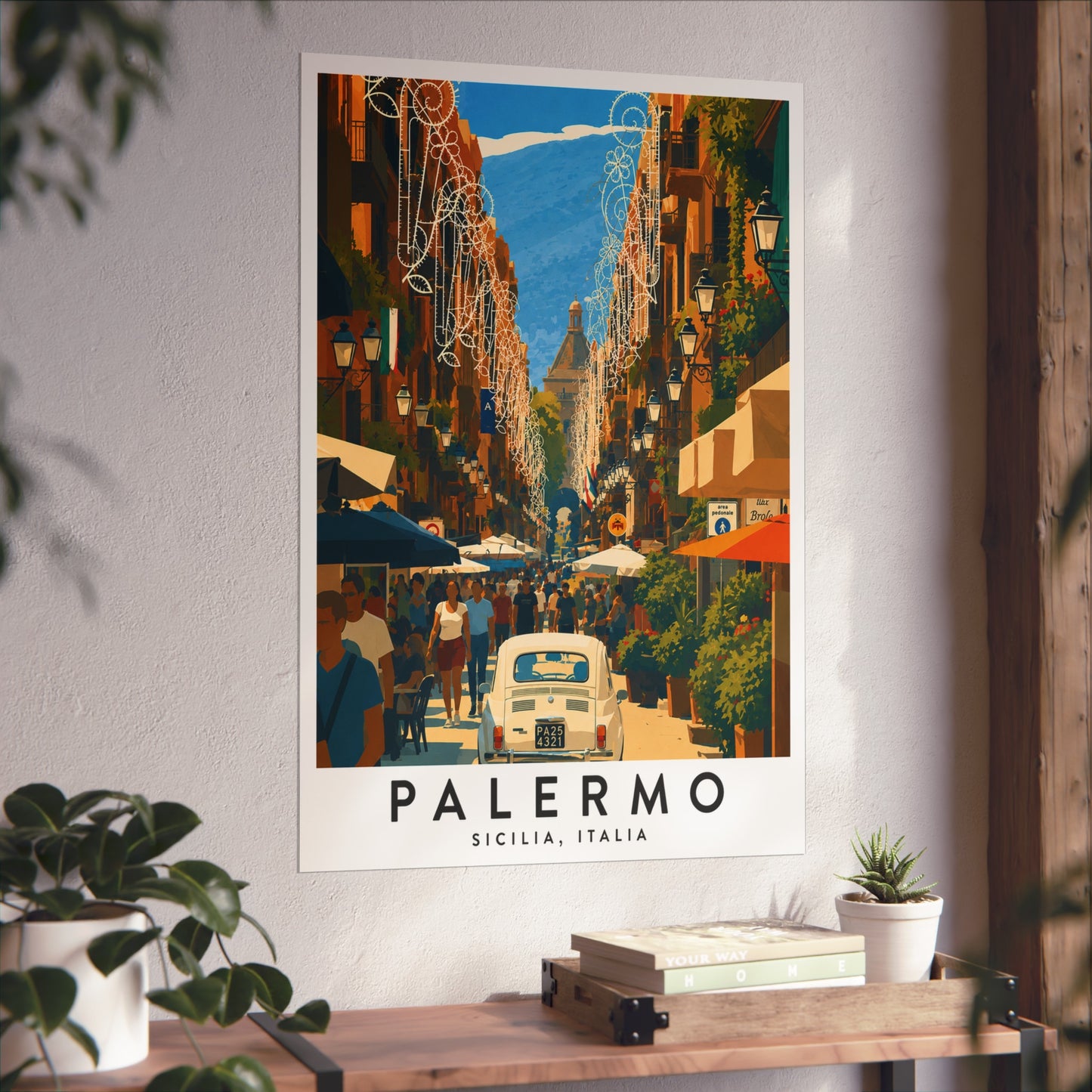 Palermo Travel Art Poster — Vintage Sicily Street Print - Palermo Travel Poster