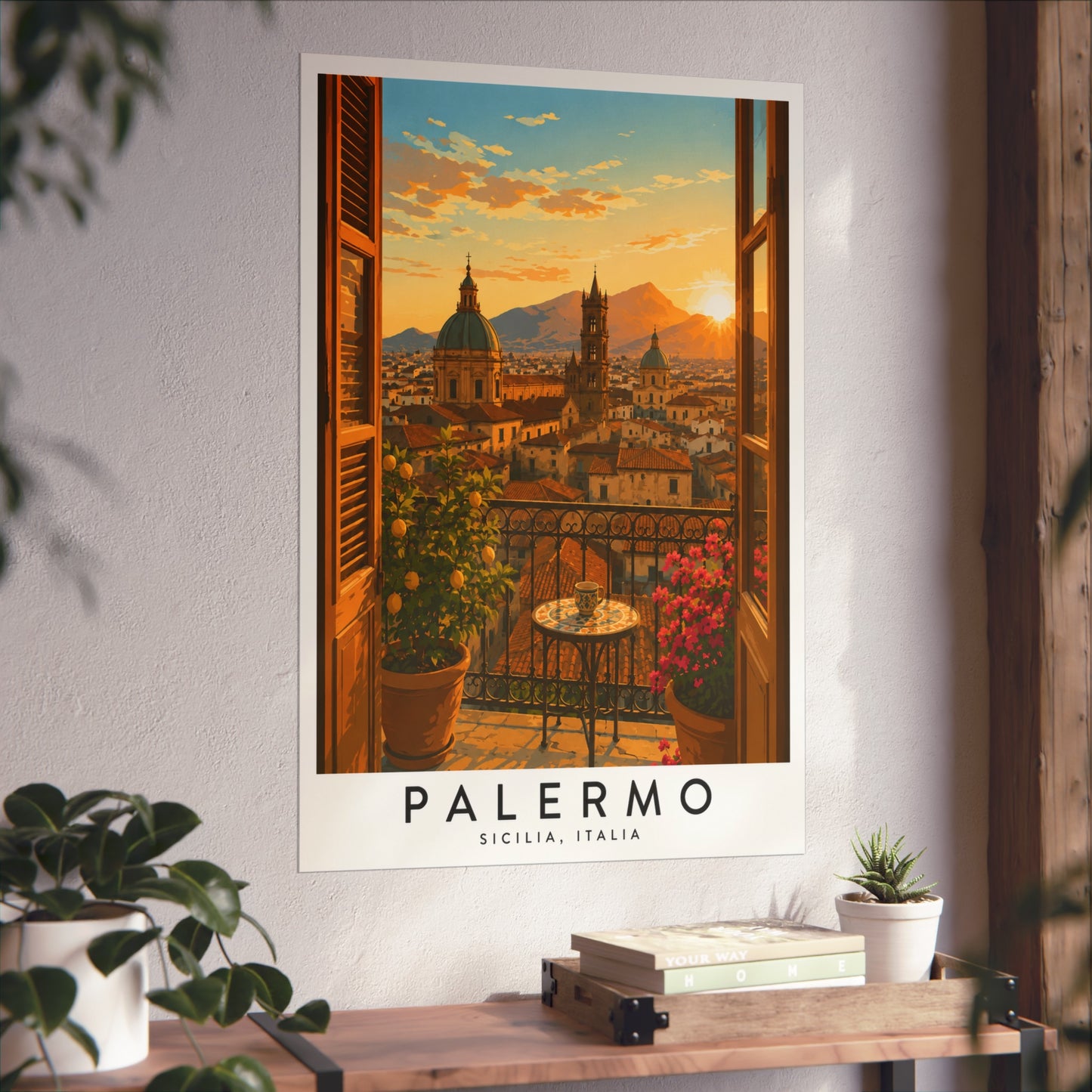 Palermo Travel Art Poster — Vintage Sicily Street Print - Palermo Travel Poster