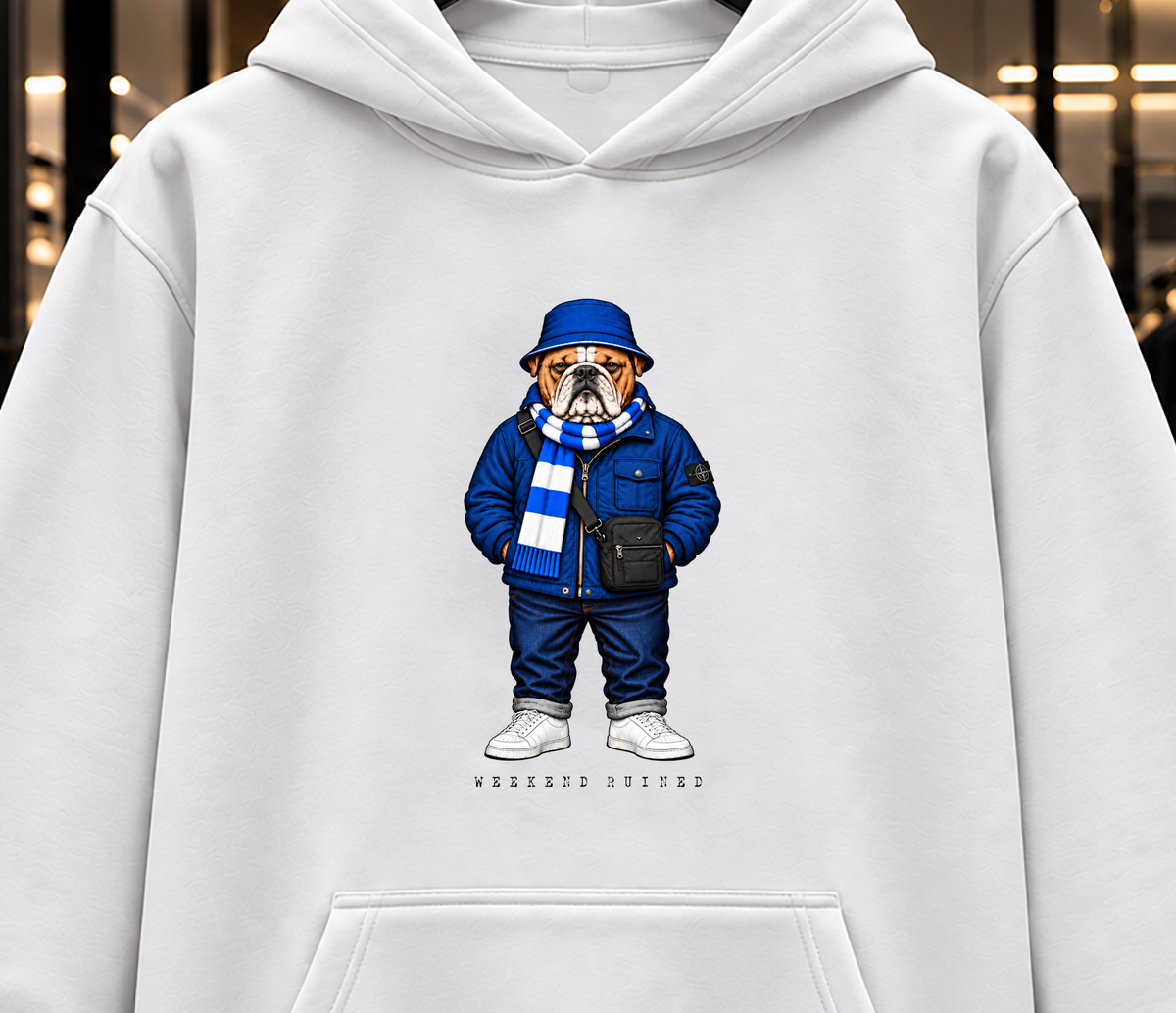 Weekend Ruined - Terraces Bulldog Streetwear Football Hoodie - Heavyweight Relaxed Fit