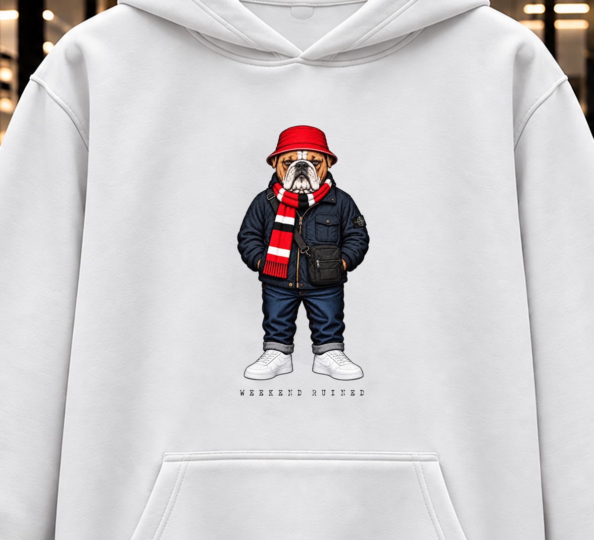 Weekend Ruined - Terraces Bulldog Streetwear Football Hoodie - Heavyweight Relaxed Fit