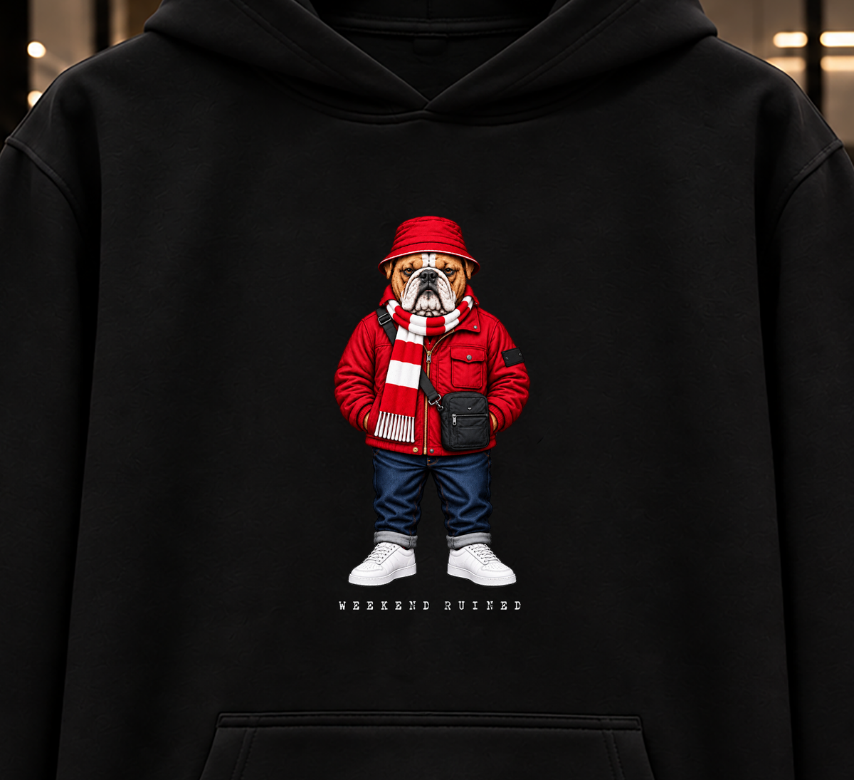 Weekend Ruined - Terraces Bulldog Streetwear Football Hoodie - Heavyweight Relaxed Fit