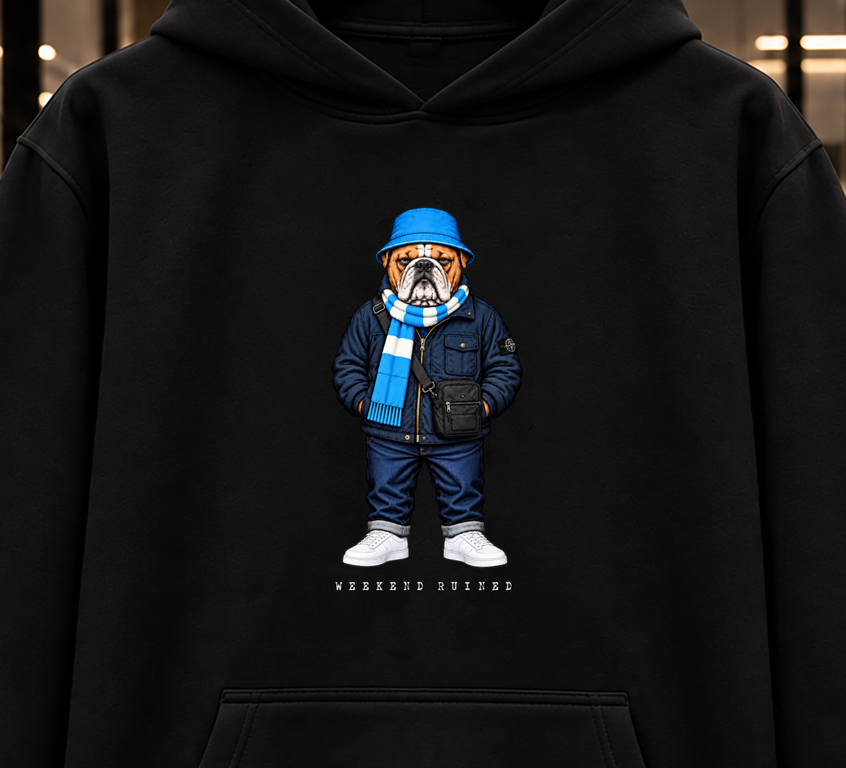 Weekend Ruined - Terraces Bulldog Streetwear Football Hoodie - Heavyweight Relaxed Fit