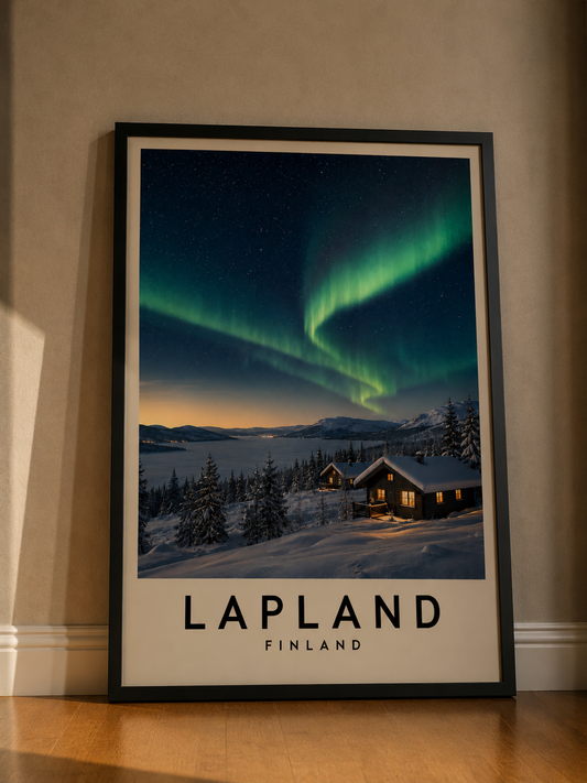 Lapland Aurora Fine Art Poster — Northern Lights Travel Print - Lapland Travel poster