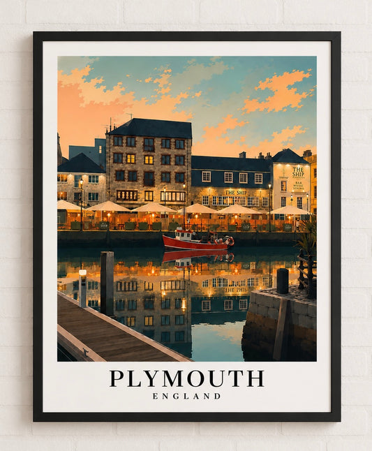Plymouth England Vintage Travel Poster — Fine Art Poster - Plymouth Travel Poster