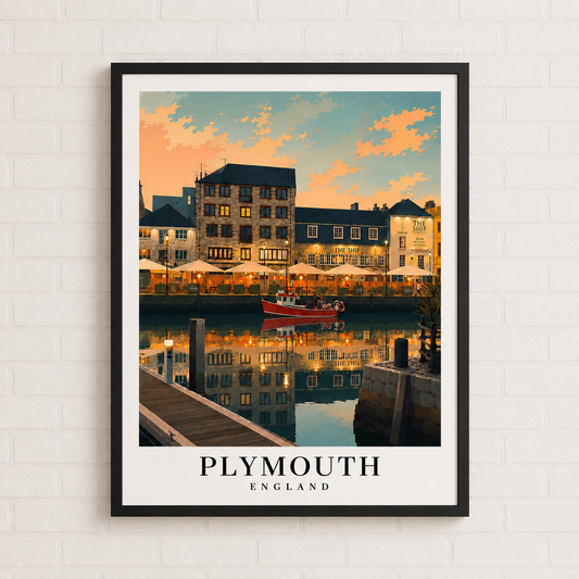 Plymouth Barbican England Travel Poster — Rolled Vintage Harbour Print