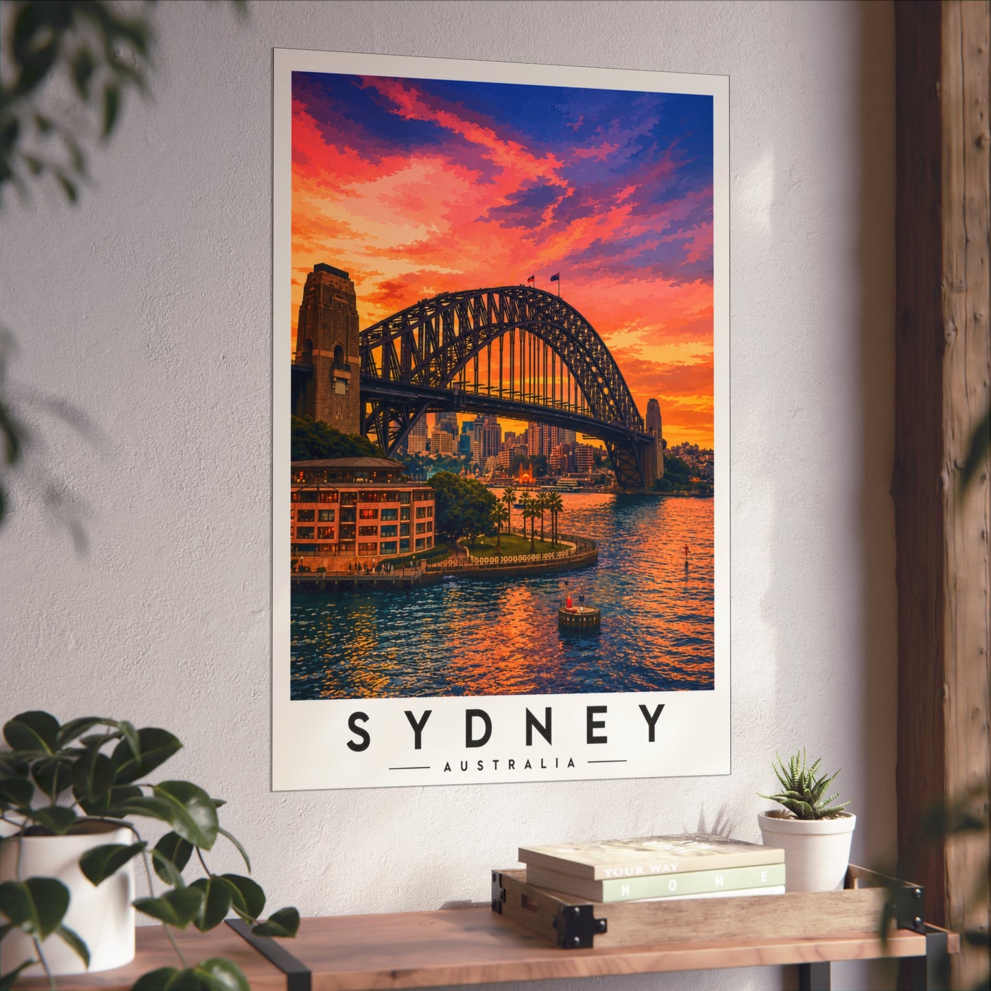 Sydney Harbour Bridge Fine Art Poster — Colorful Sunset Travel Print - Sydney Travel Poster