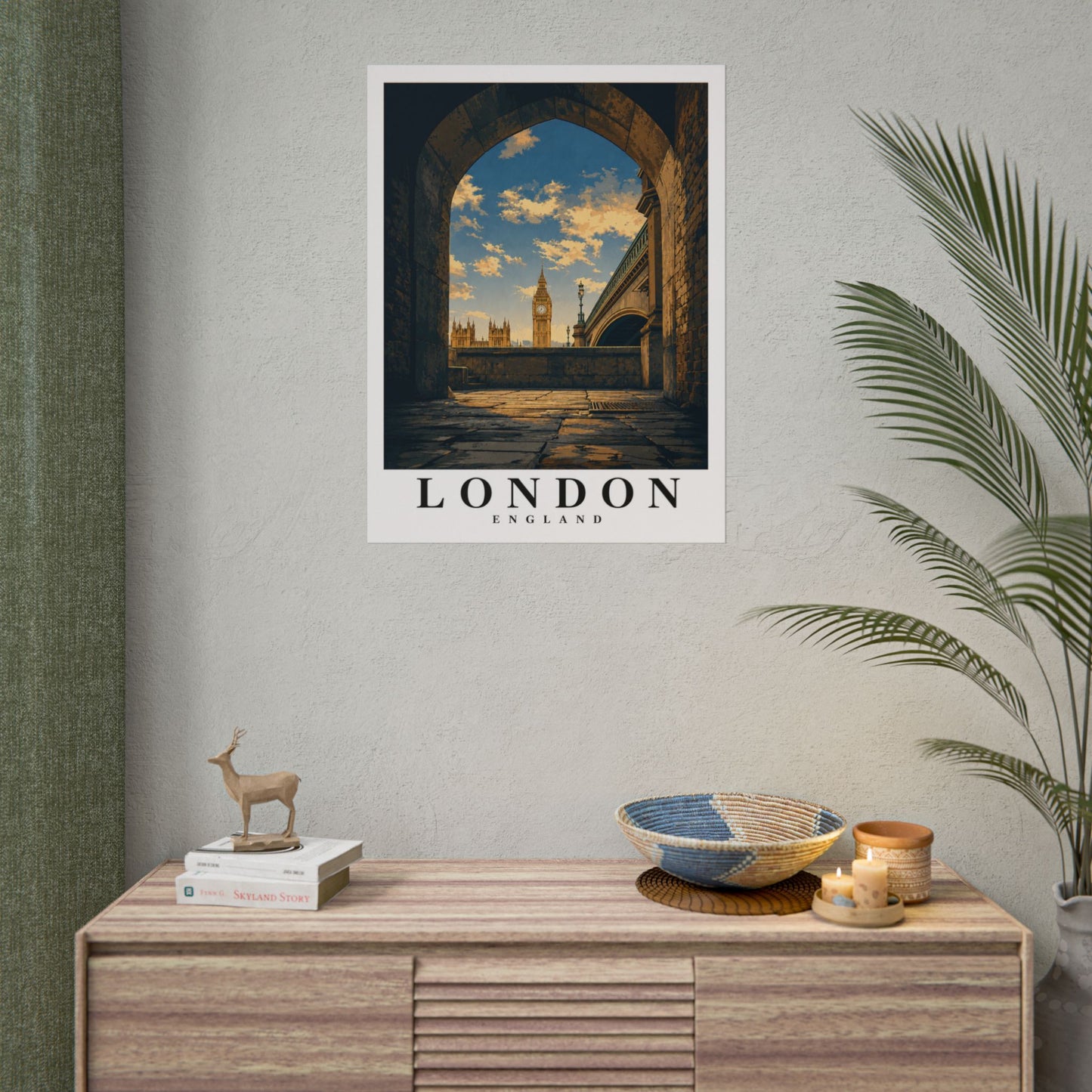 London Travel Poster — Big Ben Archway Rolled Print