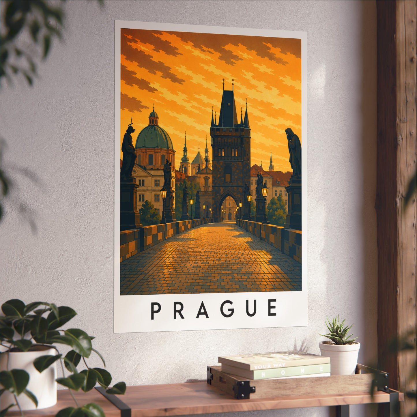 Prague Fine Art Poster — Vintage Charles Bridge Travel Print - Prague Travel Poster