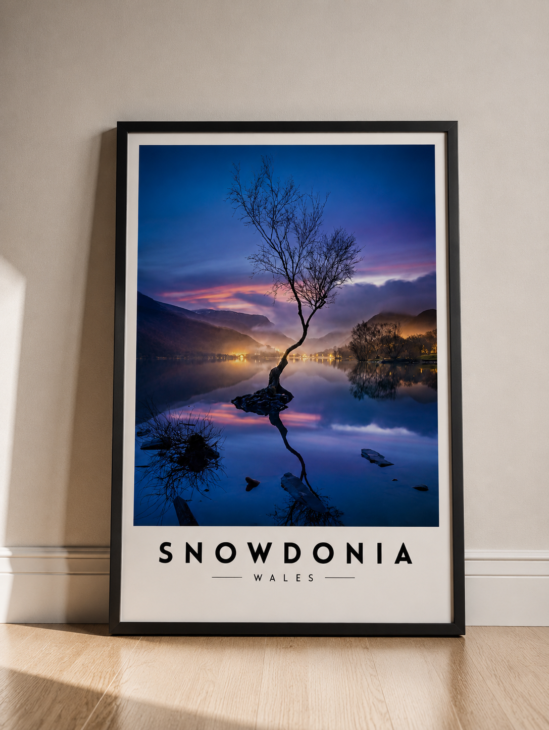 Snowdonia Wales Fine Art Poster — Lone Tree Lake Landscape Print - Snowdonia Travel Poster