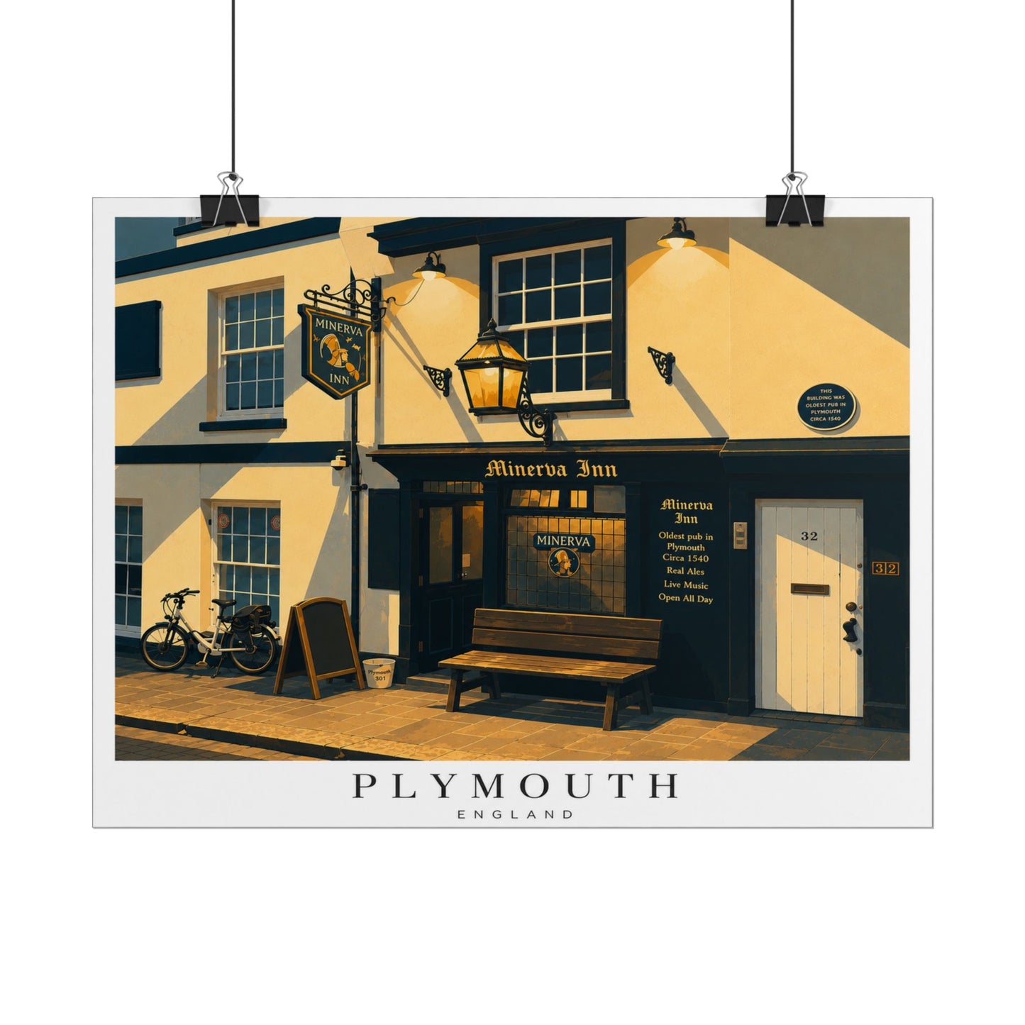 Minerva Inn Plymouth England Rolled Poster — Minerva Inn Vintage Street Scene
