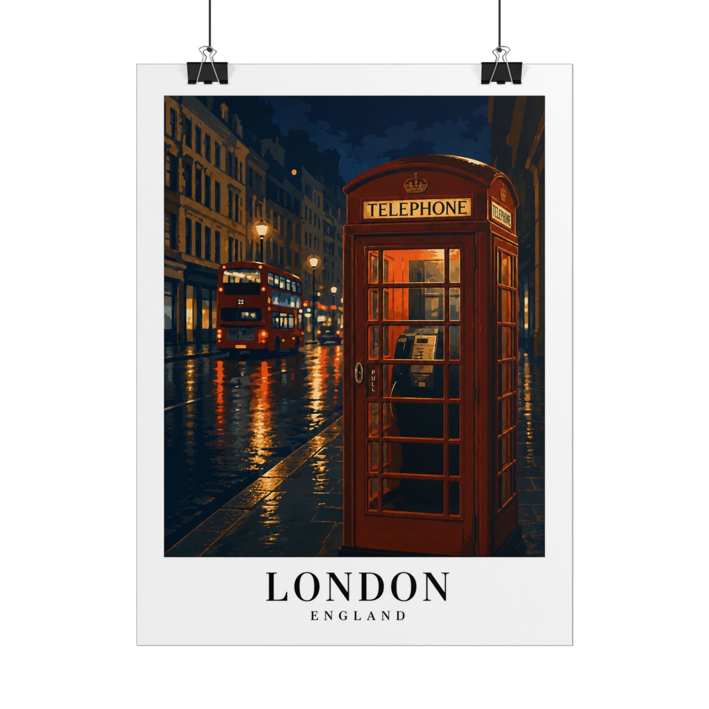London Red Phone Booth Poster — Rolled Travel Art Print