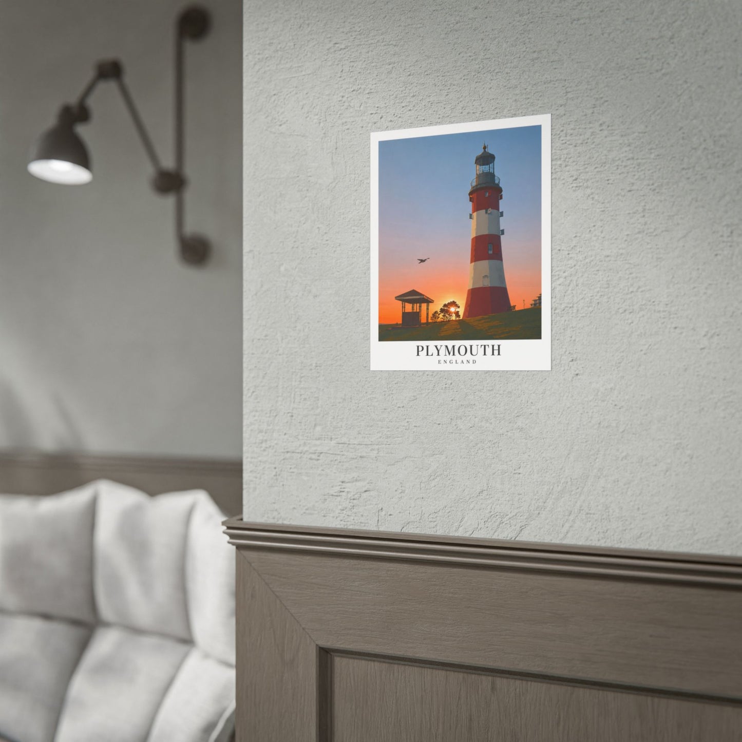 Plymouth Hoe Smeatons Tower Rolled Poster — Coastal Travel Wall Art