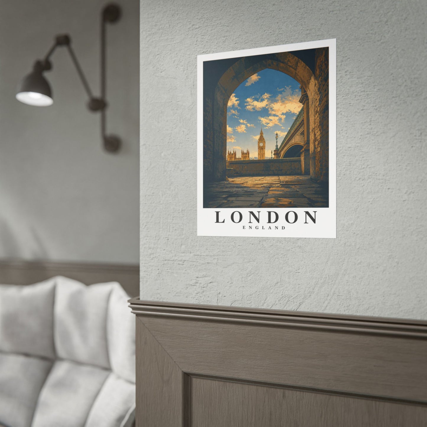 London Travel Poster — Big Ben Archway Rolled Print