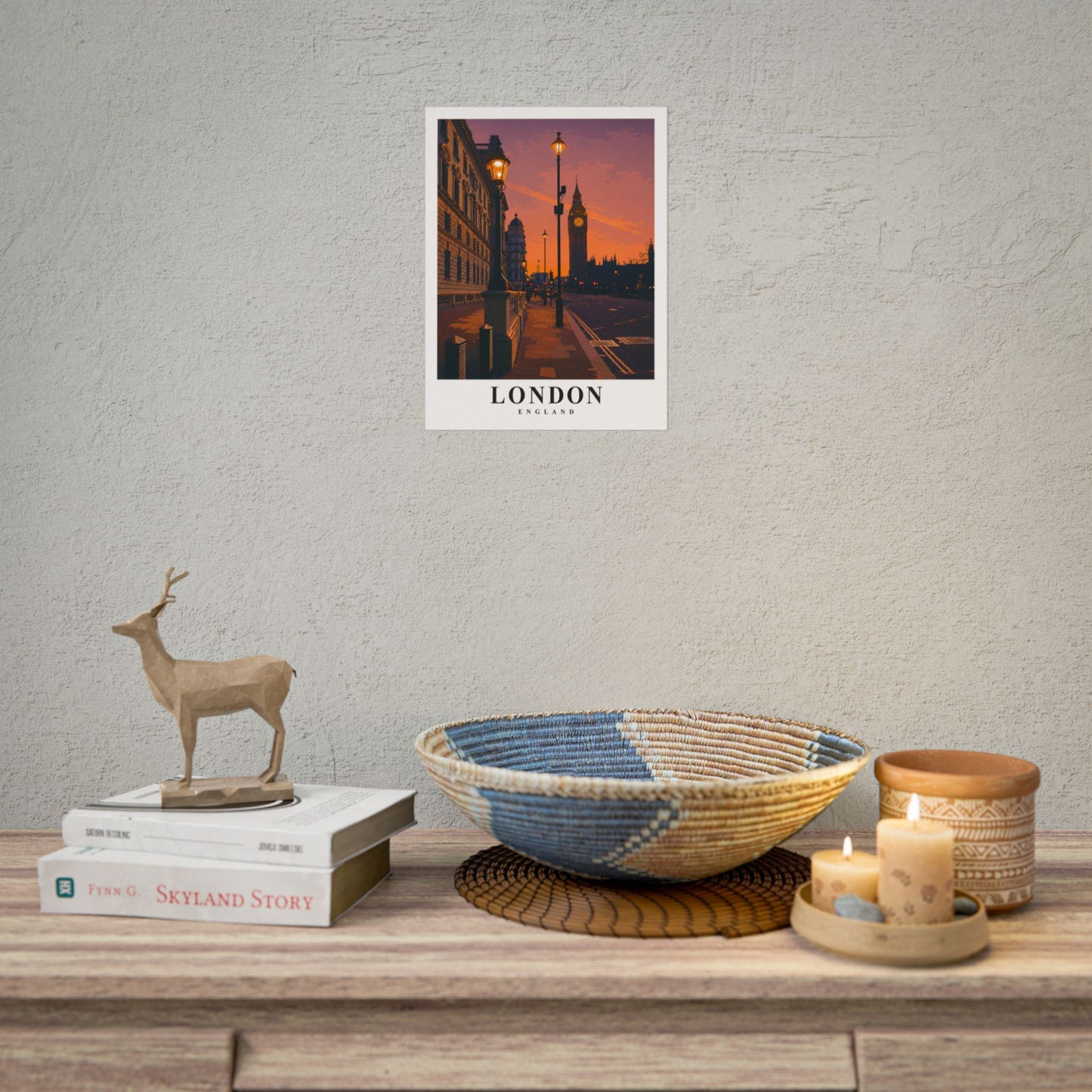 London Sunset Poster - Vintage Travel Wall Art (Rolled Poster)