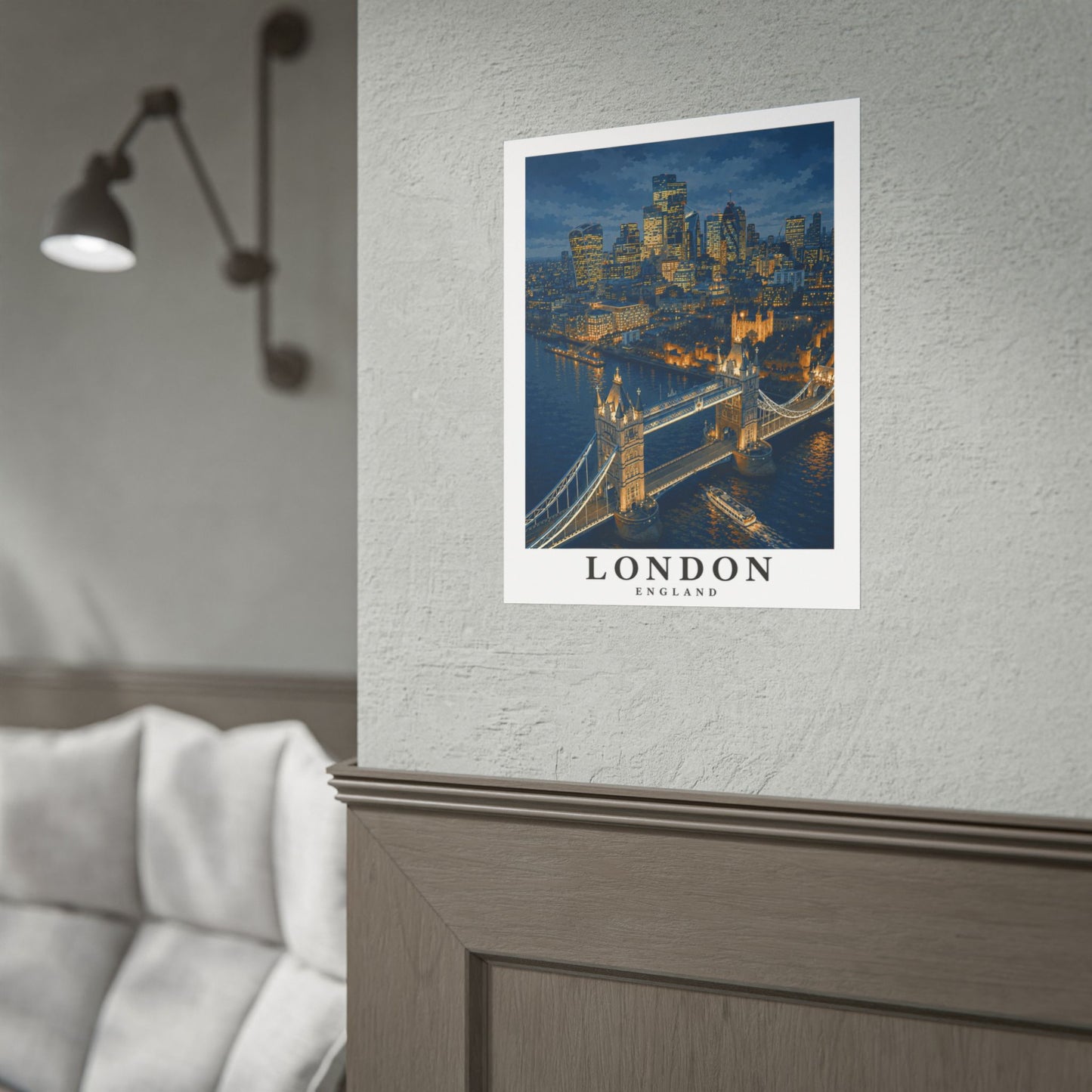 London Cityscape Poster — Tower Bridge Night Skyline Rolled Art Print