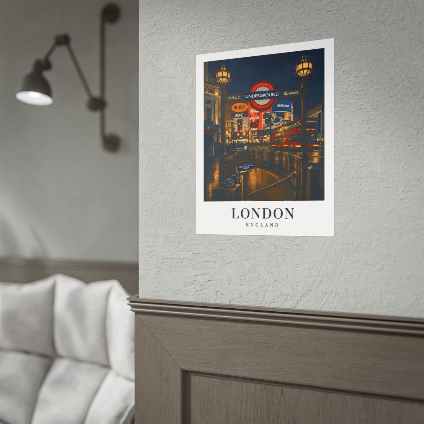 London Underground Night Photo Poster — Rolled Travel Wall Art