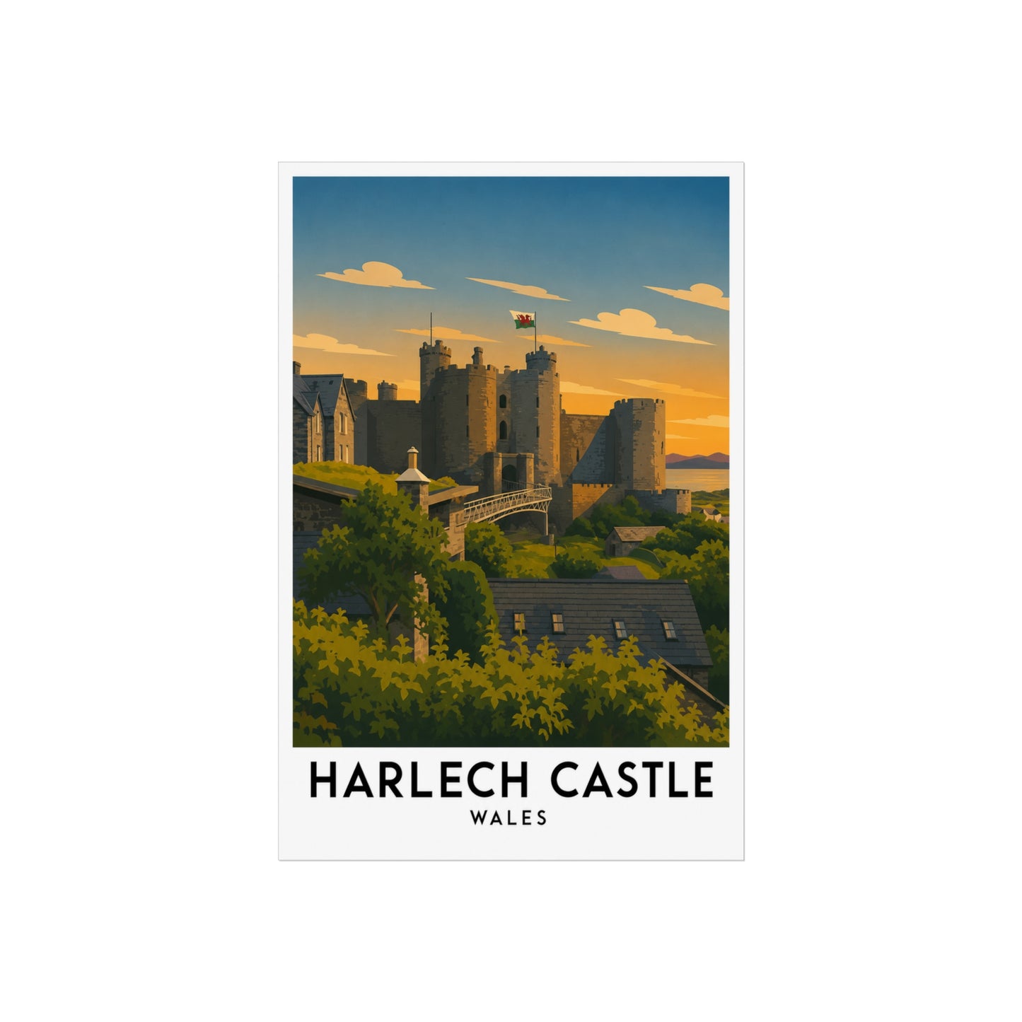 Harlech Castle Fine Art Poster — Vintage Wales Travel Print