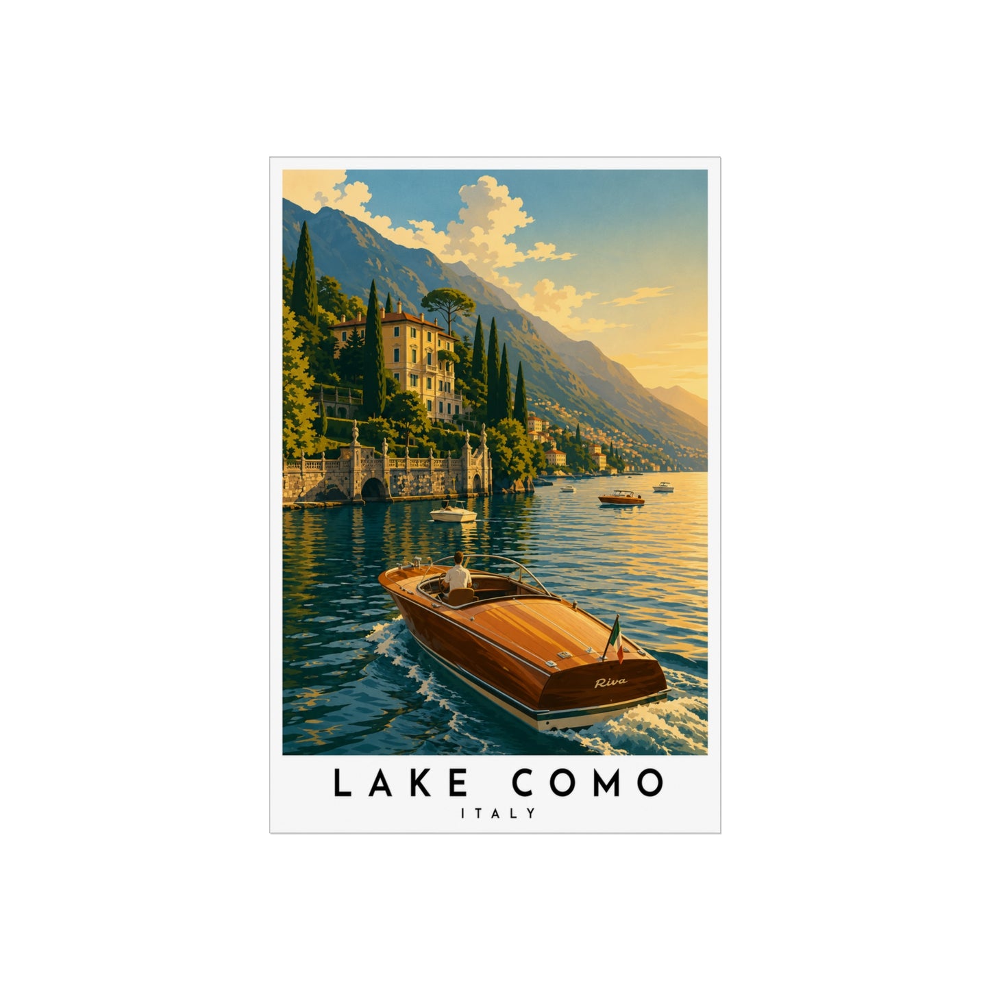 Lake Como Fine Art Poster - Vintage Travel Print of Italy - Lake Como Travel Poster