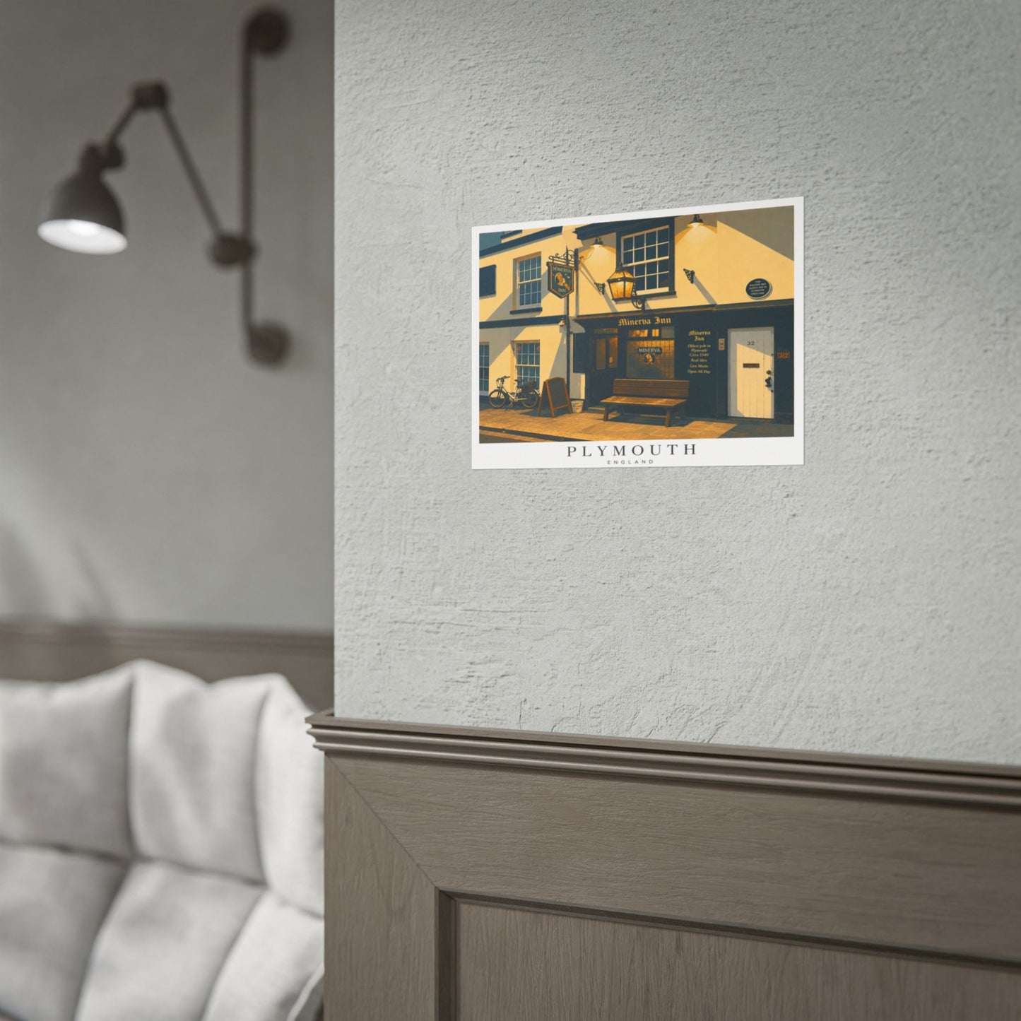 Minerva Inn Plymouth England Rolled Poster — Minerva Inn Vintage Street Scene