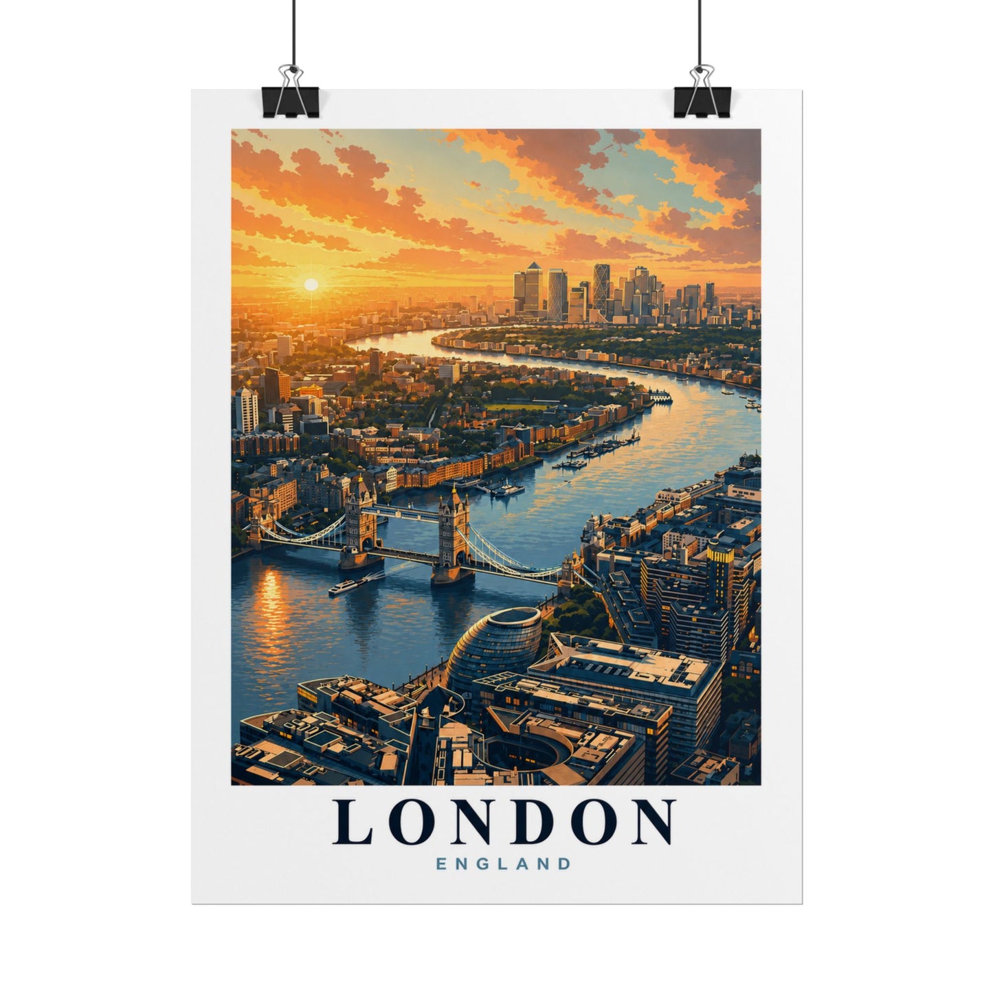 London Tower Bridge Poster – Vintage Travel Wall Art (Rolled Poster)