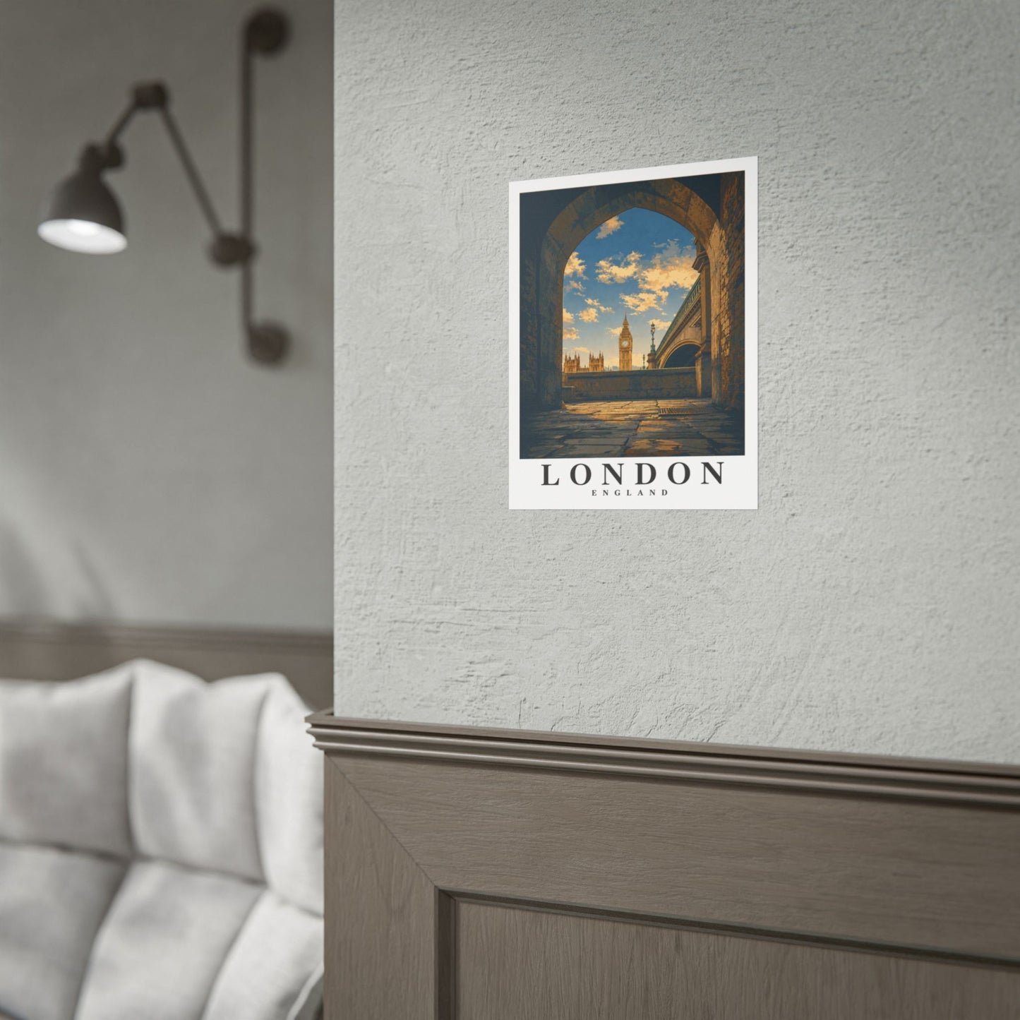 London Travel Poster — Big Ben Archway Rolled Print