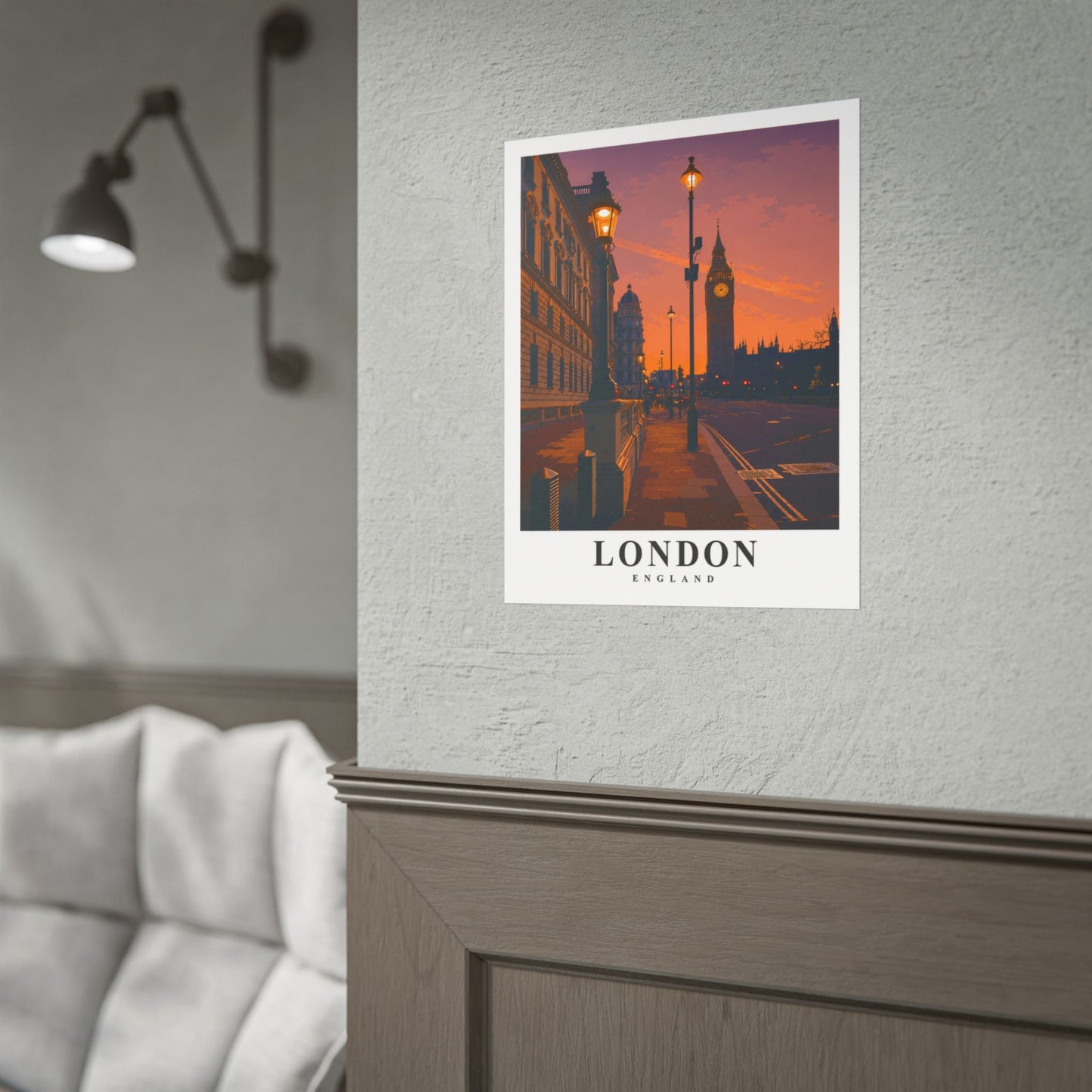 London Sunset Poster - Vintage Travel Wall Art (Rolled Poster)