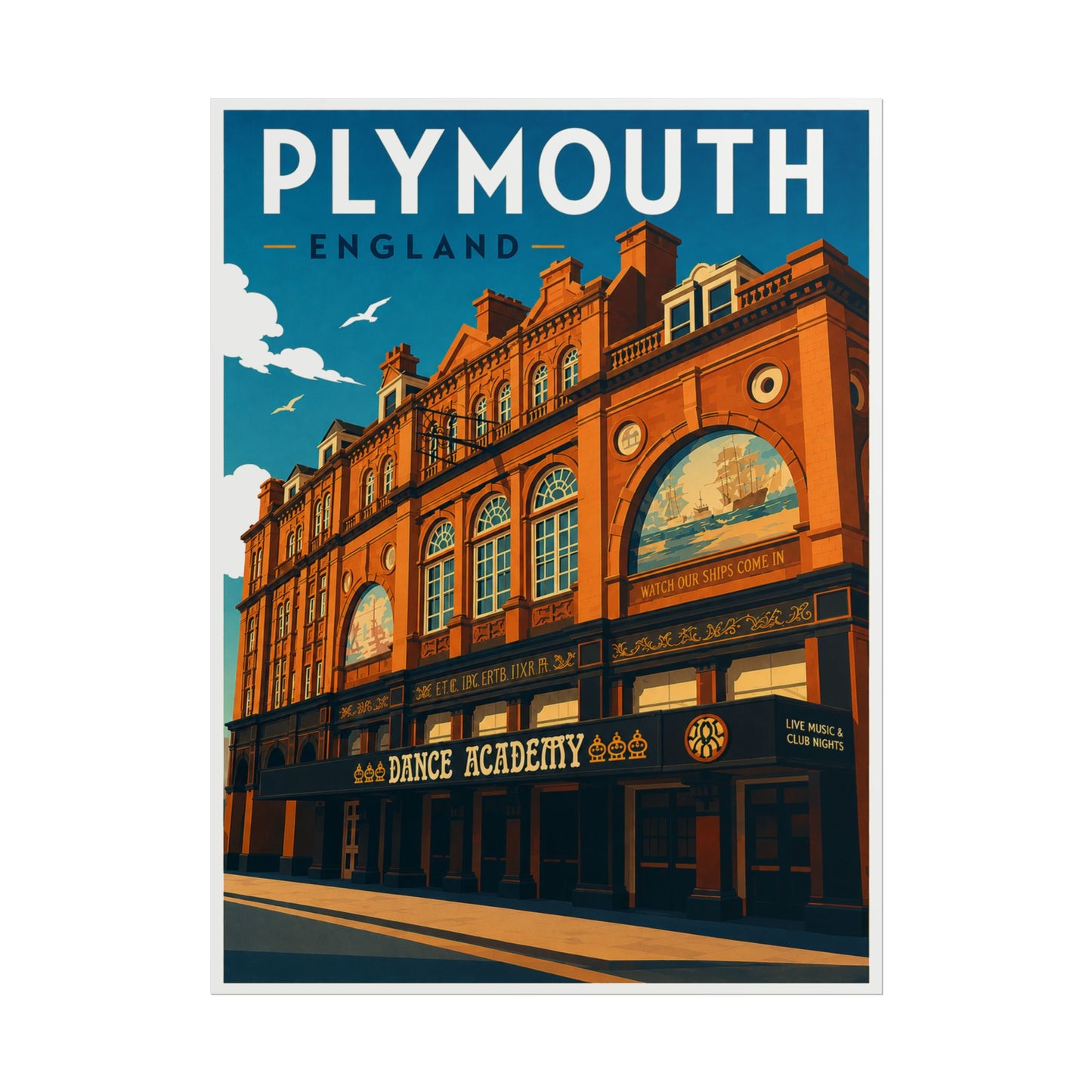 Plymouth England Vintage Travel Poster - Rolled Art Print
