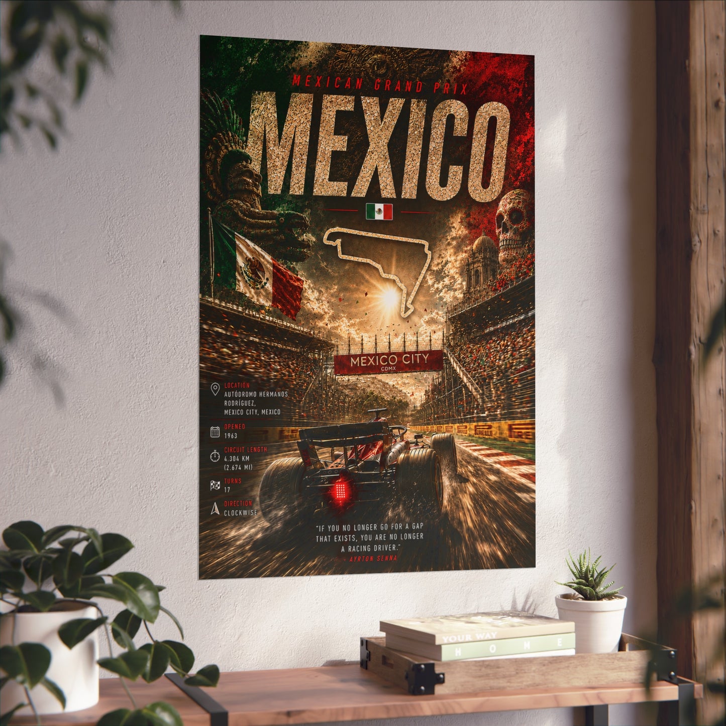 Mexico City Racing Poster - Vintage Formula 1 Fine Art Print - Mexico Track Map Poster