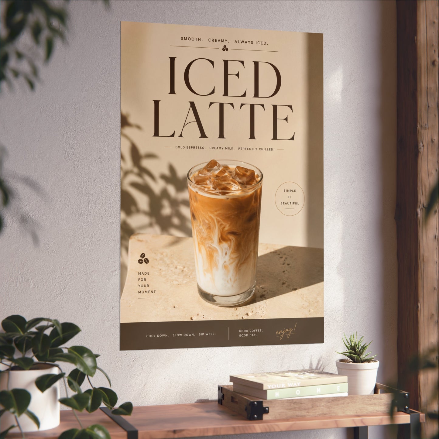 Iced Latte Fine Art Poster — Minimal Coffee Print for Kitchen & Café Decor