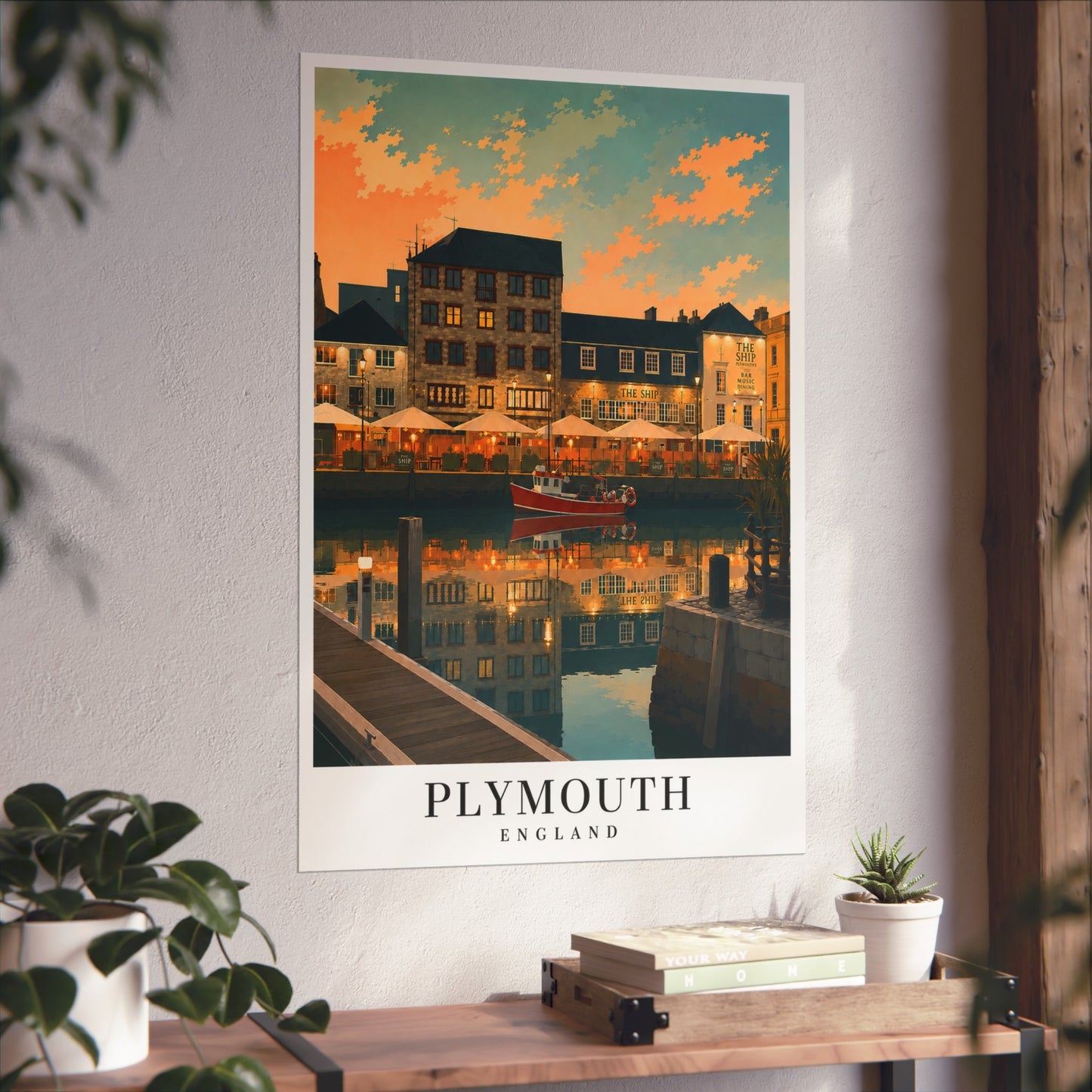 Plymouth England Vintage Travel Poster — Fine Art Poster - Plymouth Travel Poster