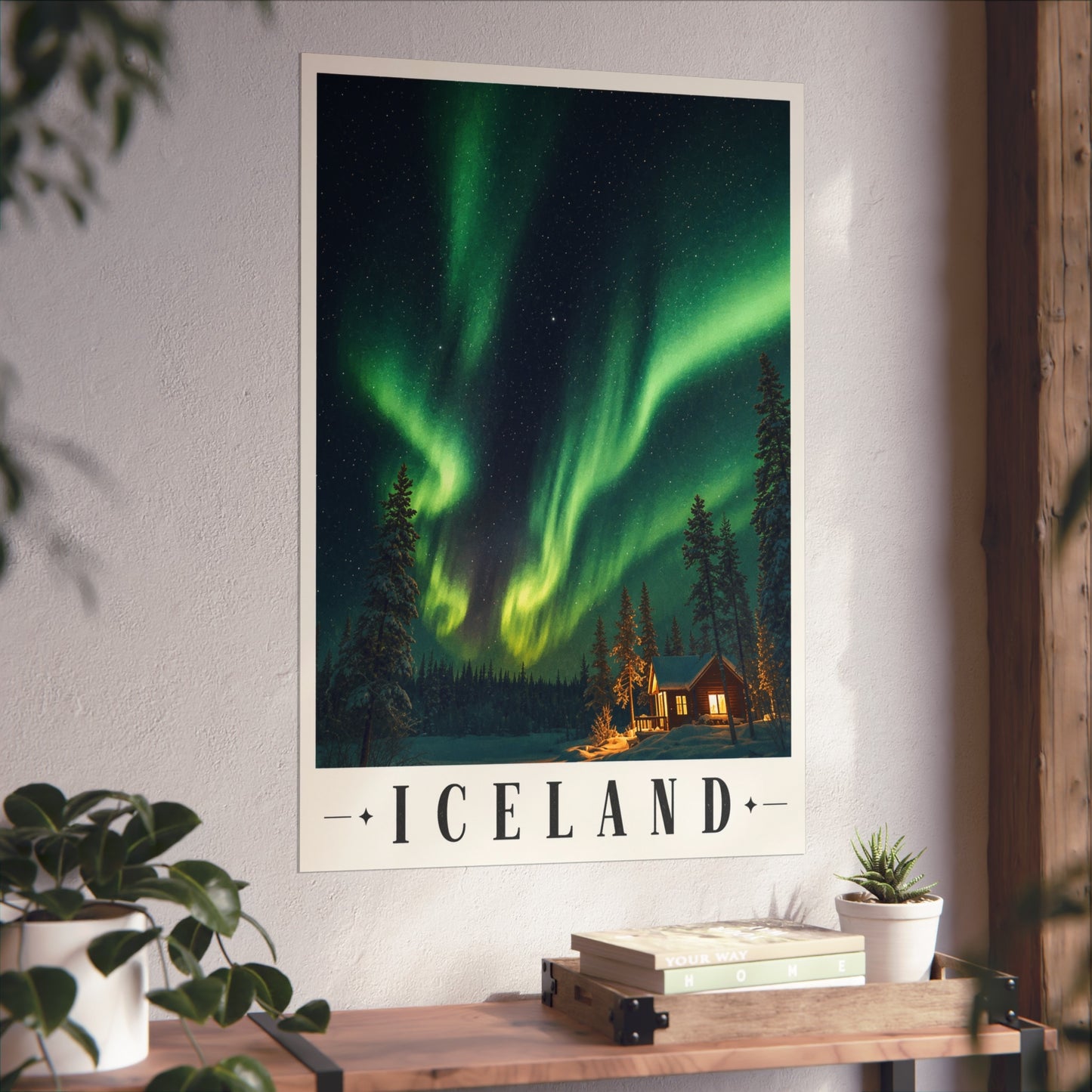 Iceland Aurora Fine Art Poster — Northern Lights Landscape Wall Art - Iceland Travel Poster