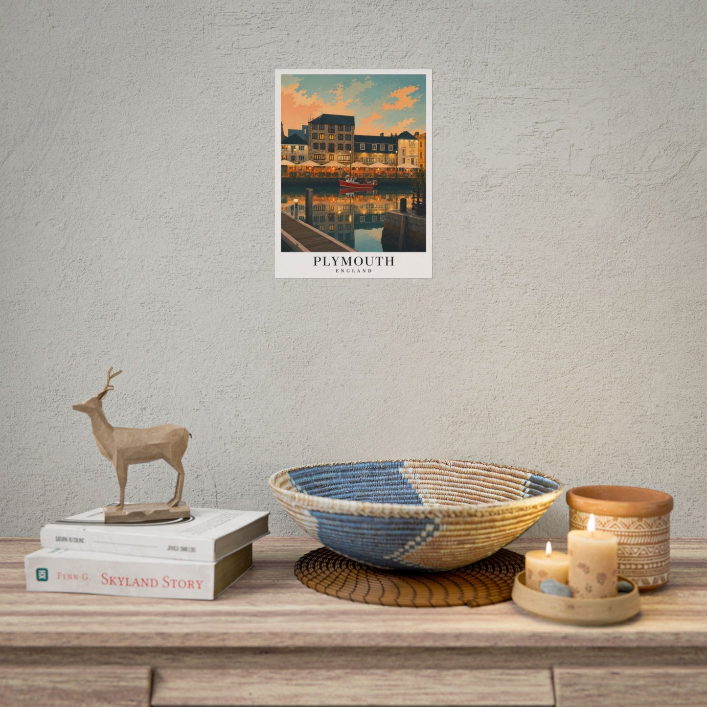 Plymouth Barbican England Travel Poster — Rolled Vintage Harbour Print