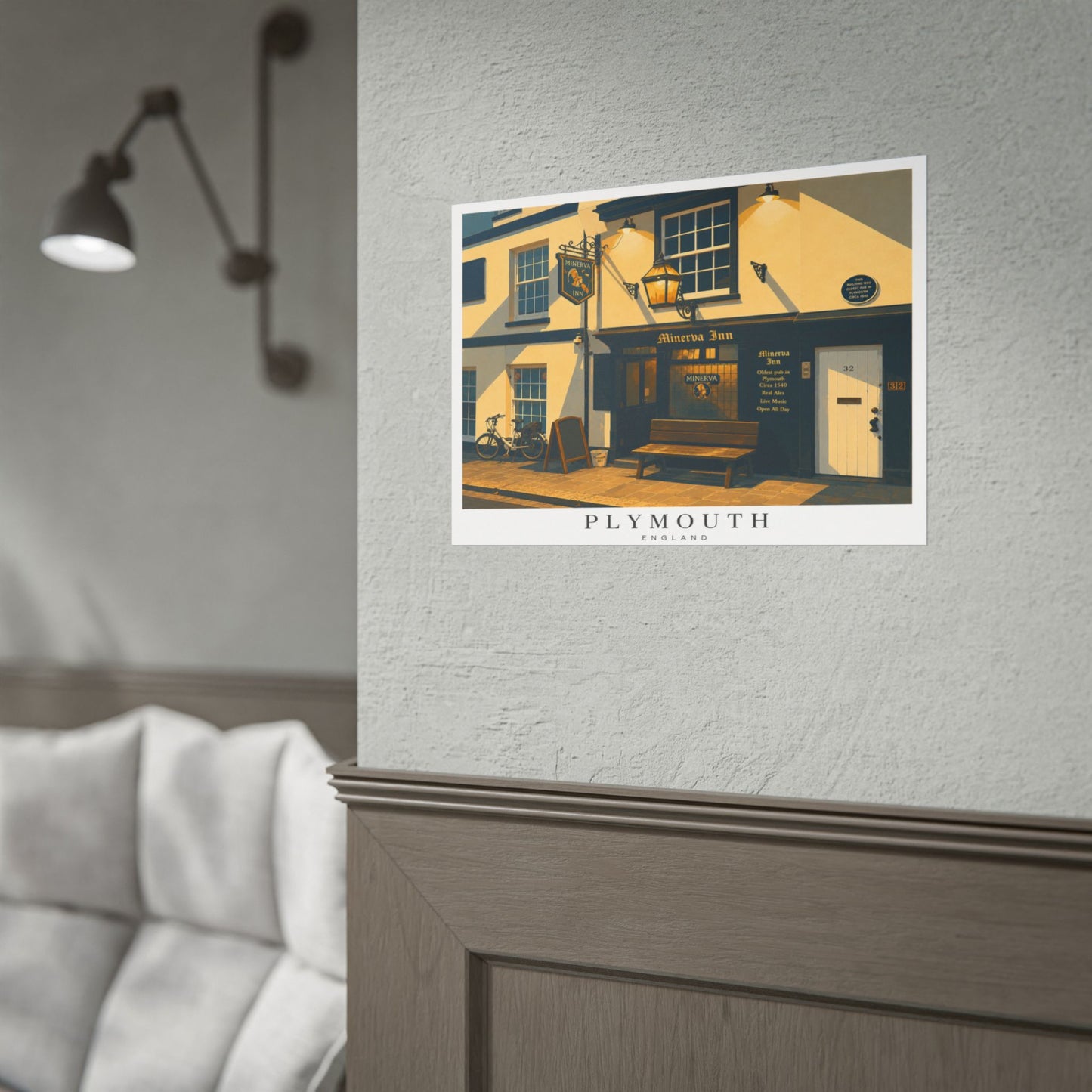 Minerva Inn Plymouth England Rolled Poster — Minerva Inn Vintage Street Scene