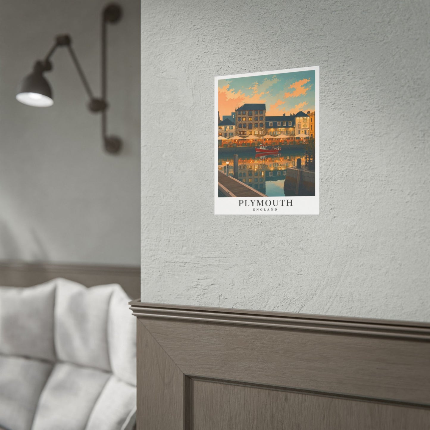 Plymouth Barbican England Travel Poster — Rolled Vintage Harbour Print