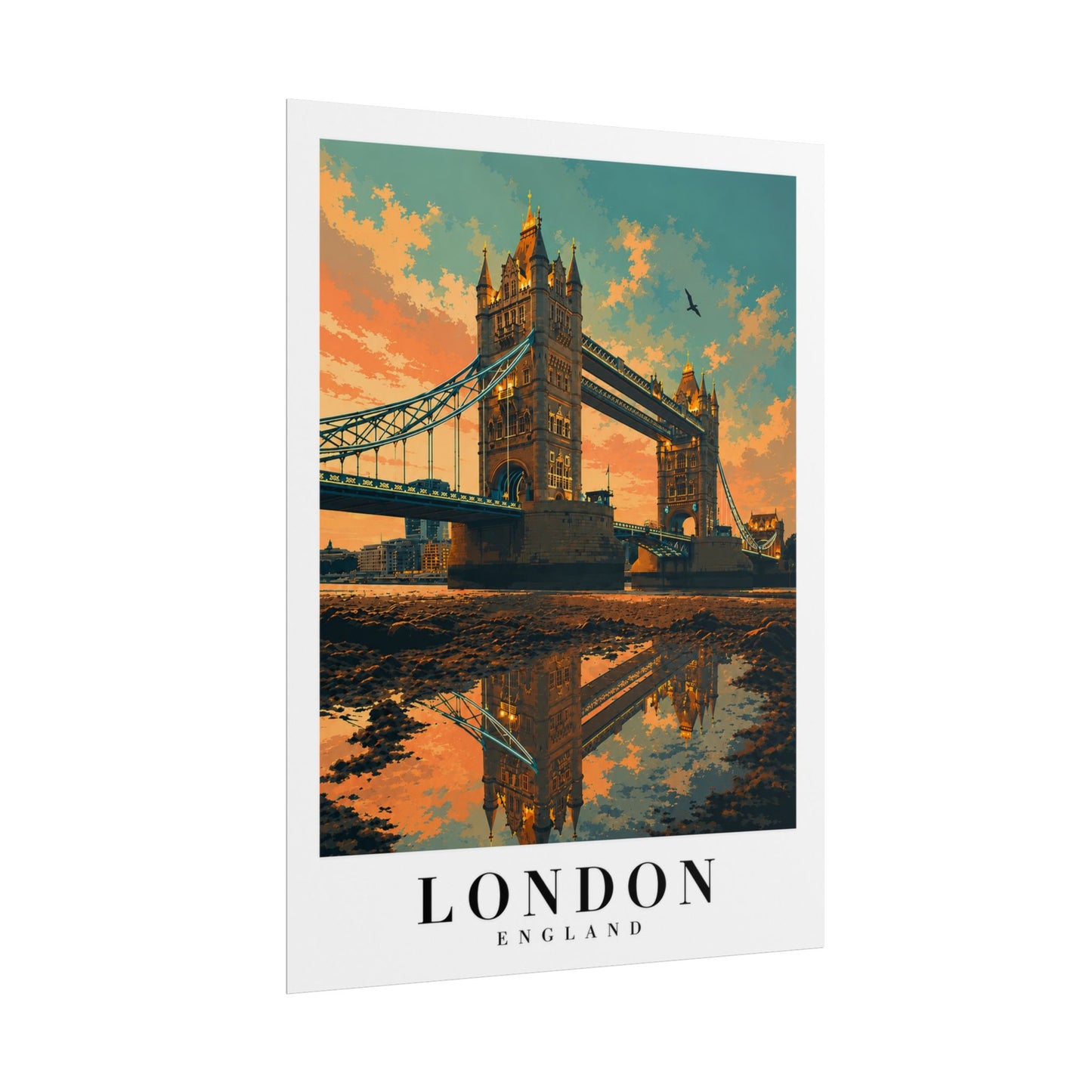 London Tower Bridge Poster – Vintage Travel Wall Art (Rolled Poster)