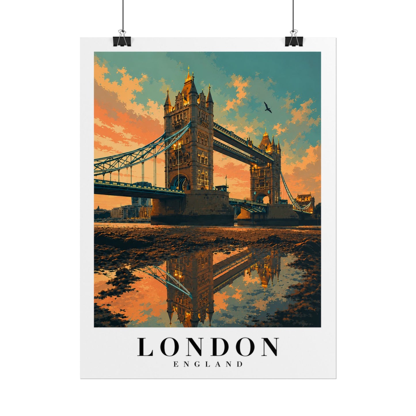 London Tower Bridge Poster – Vintage Travel Wall Art (Rolled Poster)