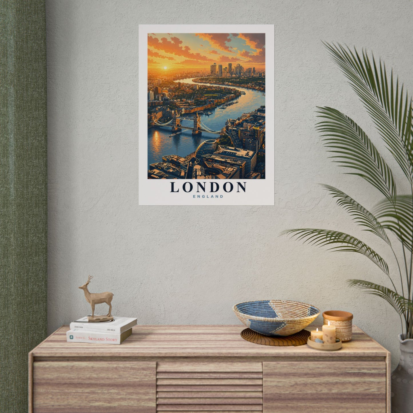 London Aerial Sunset Rolled Poster — Vintage Travel Print