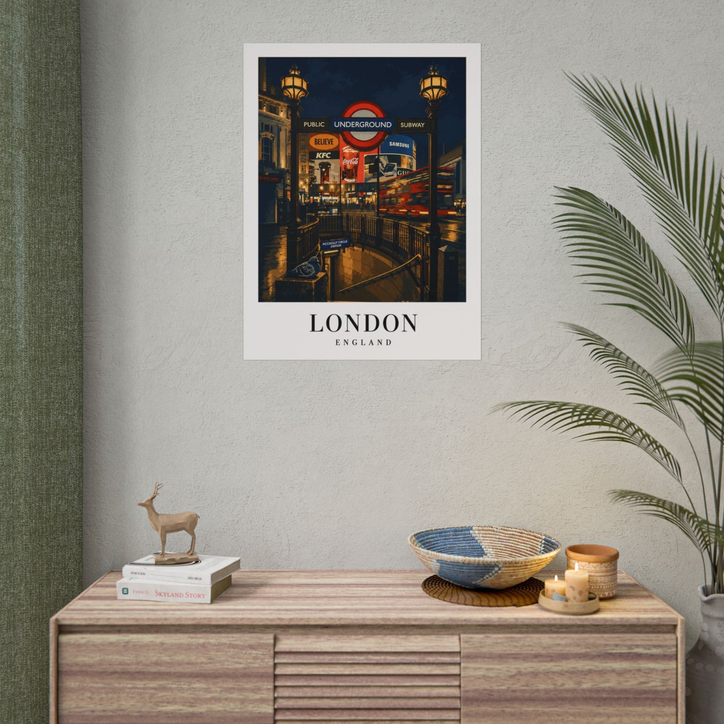 London Underground Night Photo Poster — Rolled Travel Wall Art