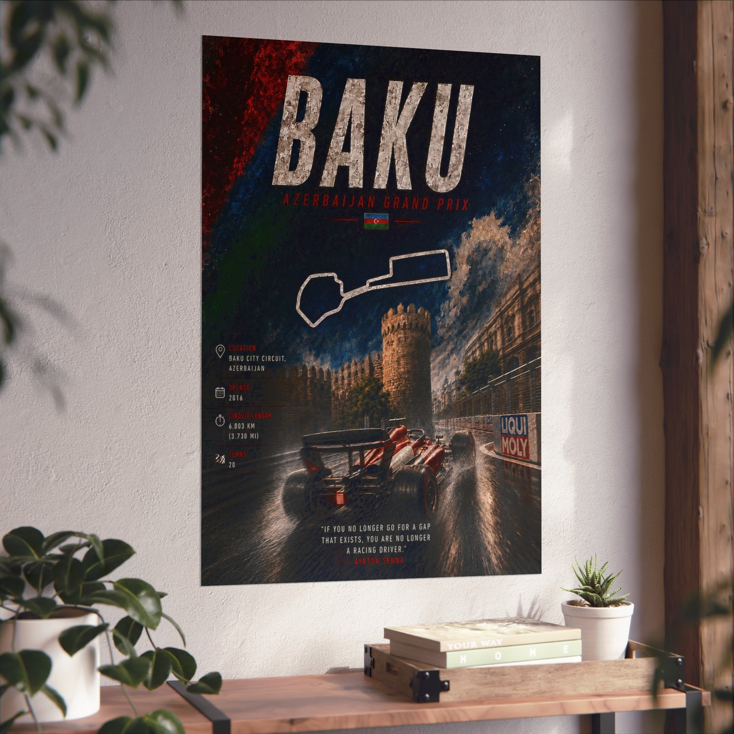 Baku Azerbaijan Grand Prix Fine Art Poster - Race Track Vintage-Style Wall Print - Baku Track Map Poster