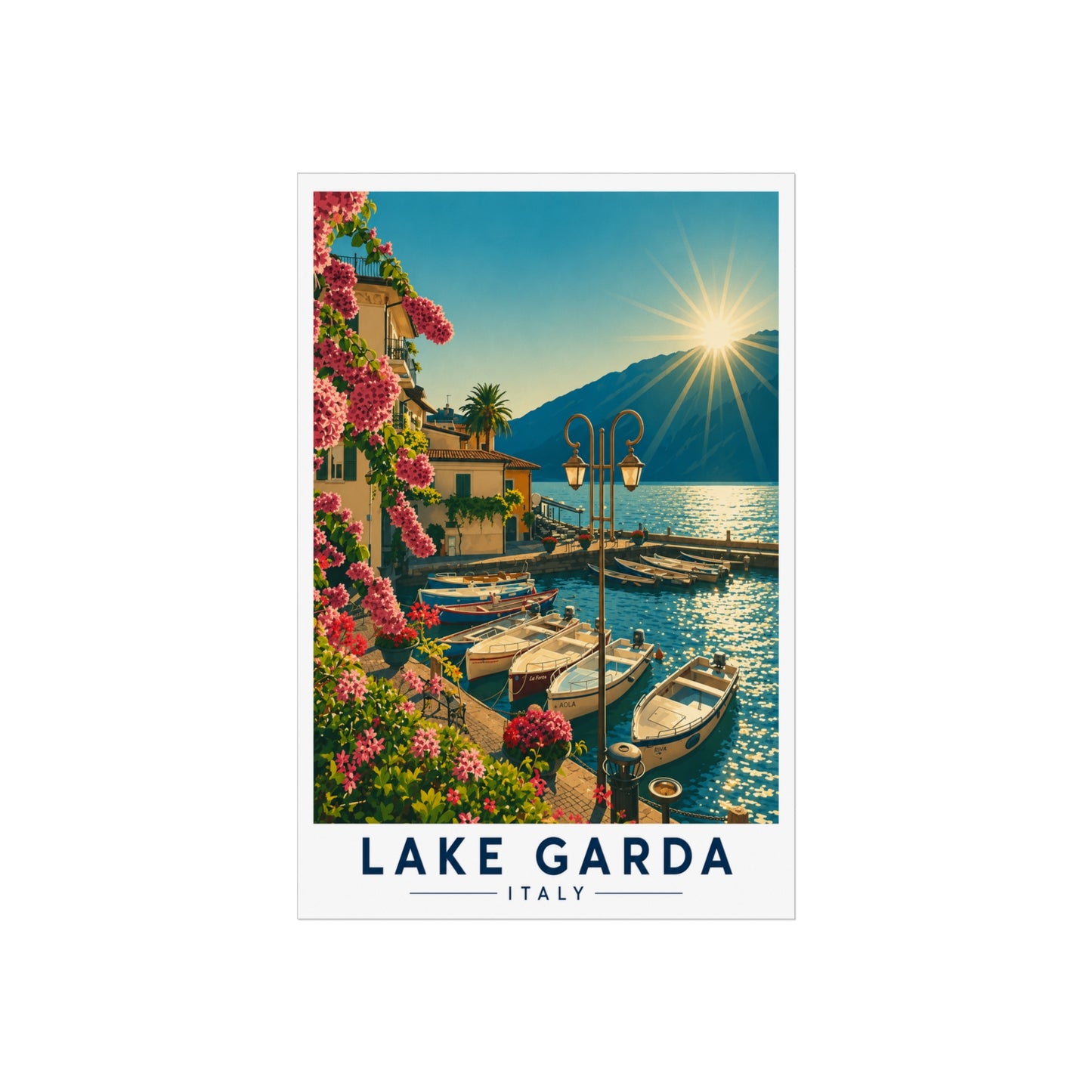 Lake Garda Fine Art Poster — Vintage Travel Print of Italy - Lake Garda Travel Poster