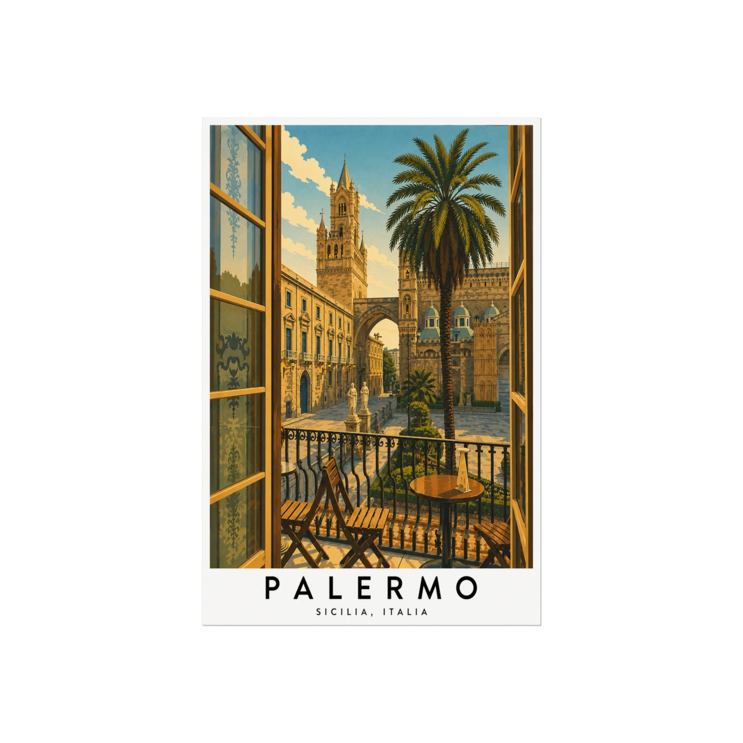 Palermo Travel Art Poster — Vintage Sicily Street Print - Palermo Travel Poster