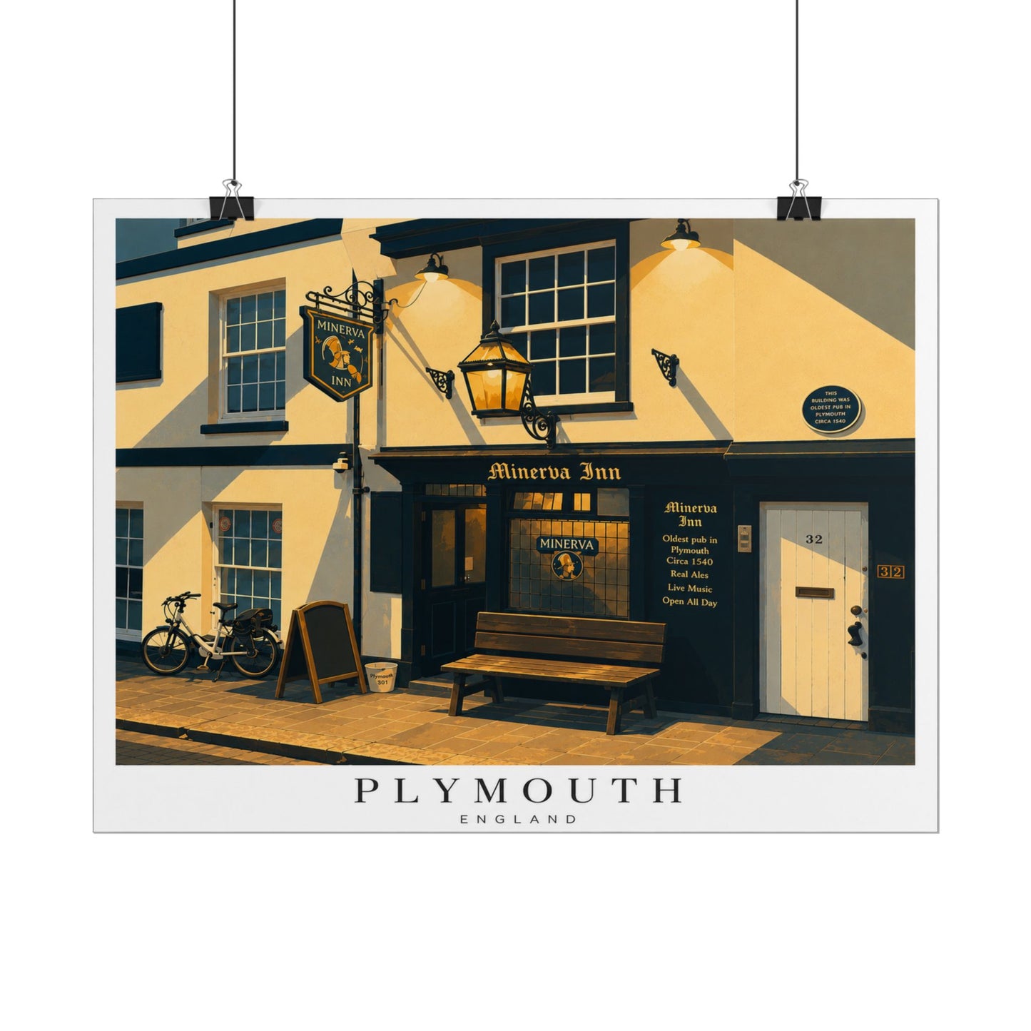Minerva Inn Plymouth England Rolled Poster — Minerva Inn Vintage Street Scene