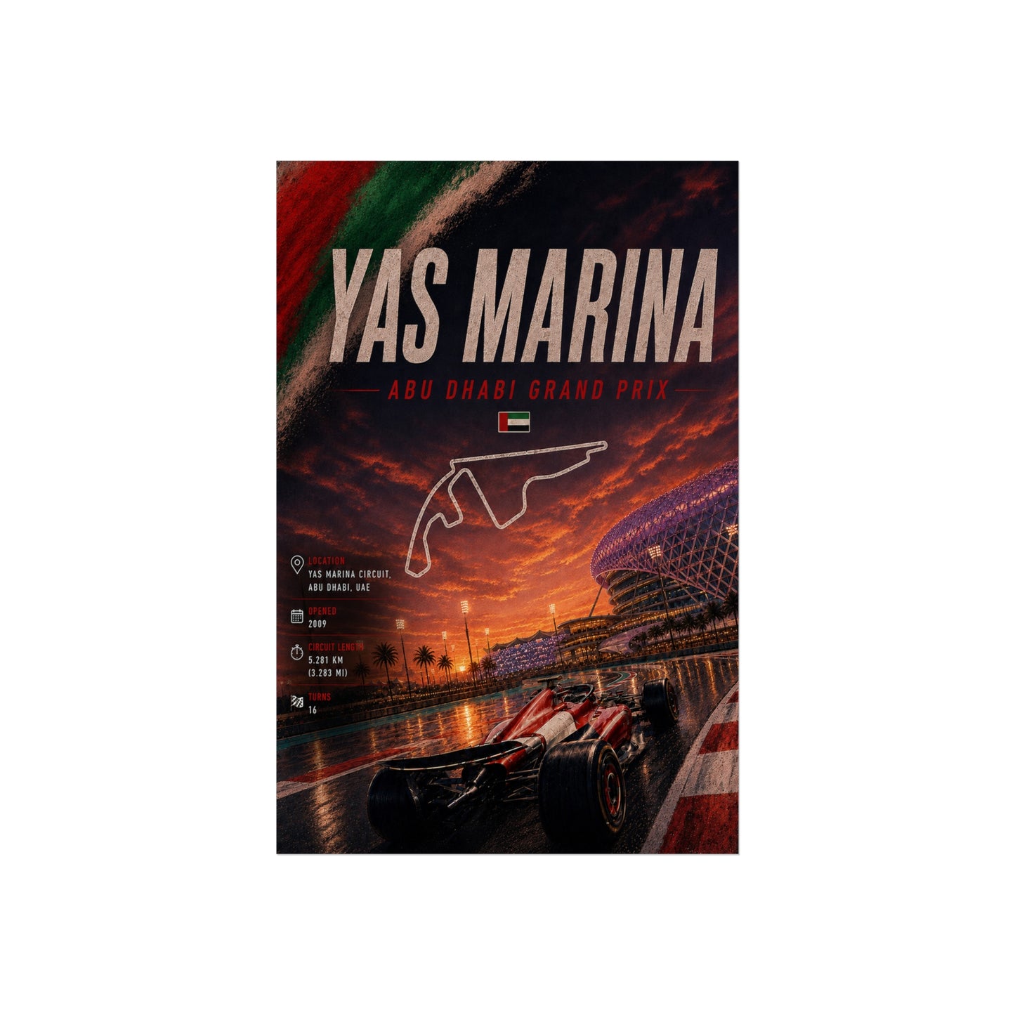 Yas Marina Abu Dhabi Grand Prix Fine Art Poster — Racing Track Print