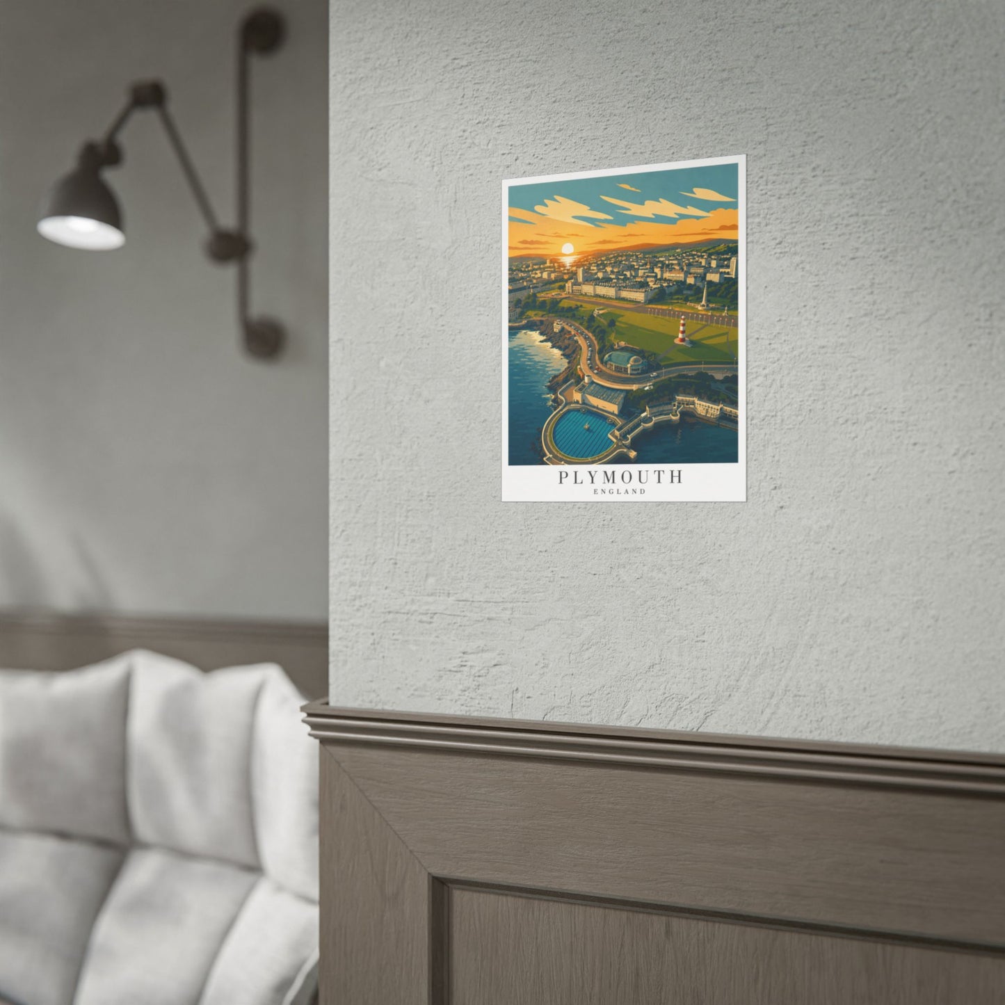 Plymouth Hoe England Vintage Travel Poster - Rolled Wall Art