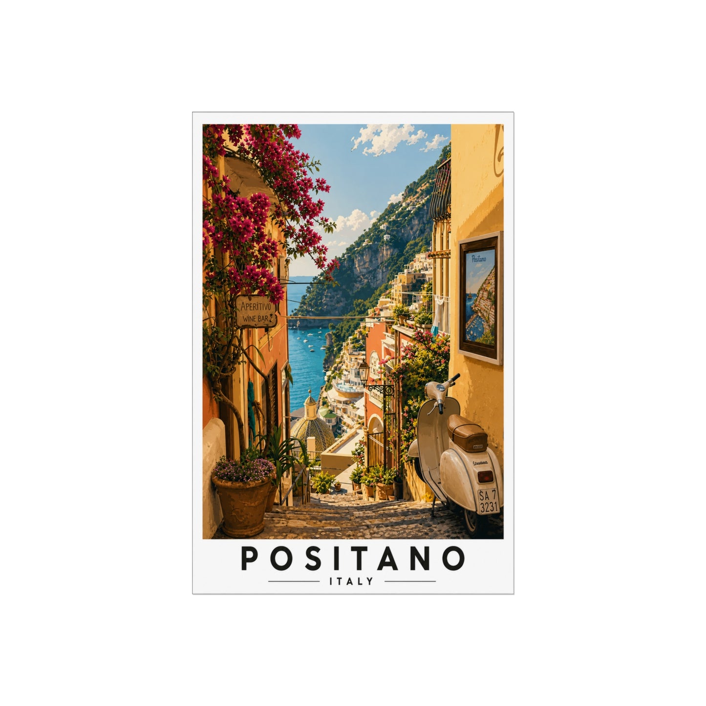 Positano Italy Travel Poster — Scenic Amalfi Coast Fine Art Print - Positano Travel Poster