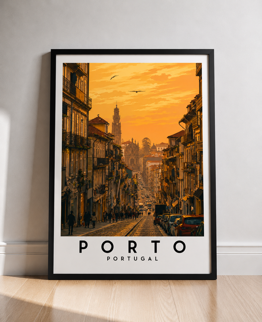 Porto Portugal Travel Art Poster - Vintage Cityscape Fine Art Print - Porto Travel Poster