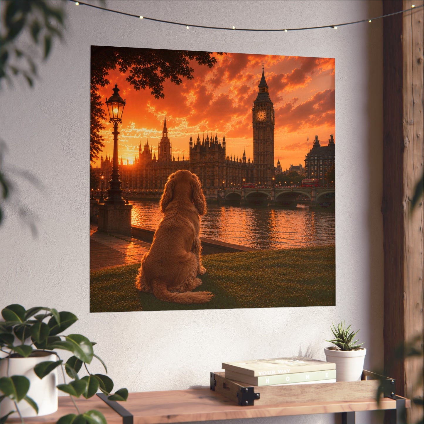 Cocker Spaniel In London - Cocker Spaniel Print - London Travel print - Sunset in London Fine Art Poster - Cocker Spaniel Dog by Big Ben