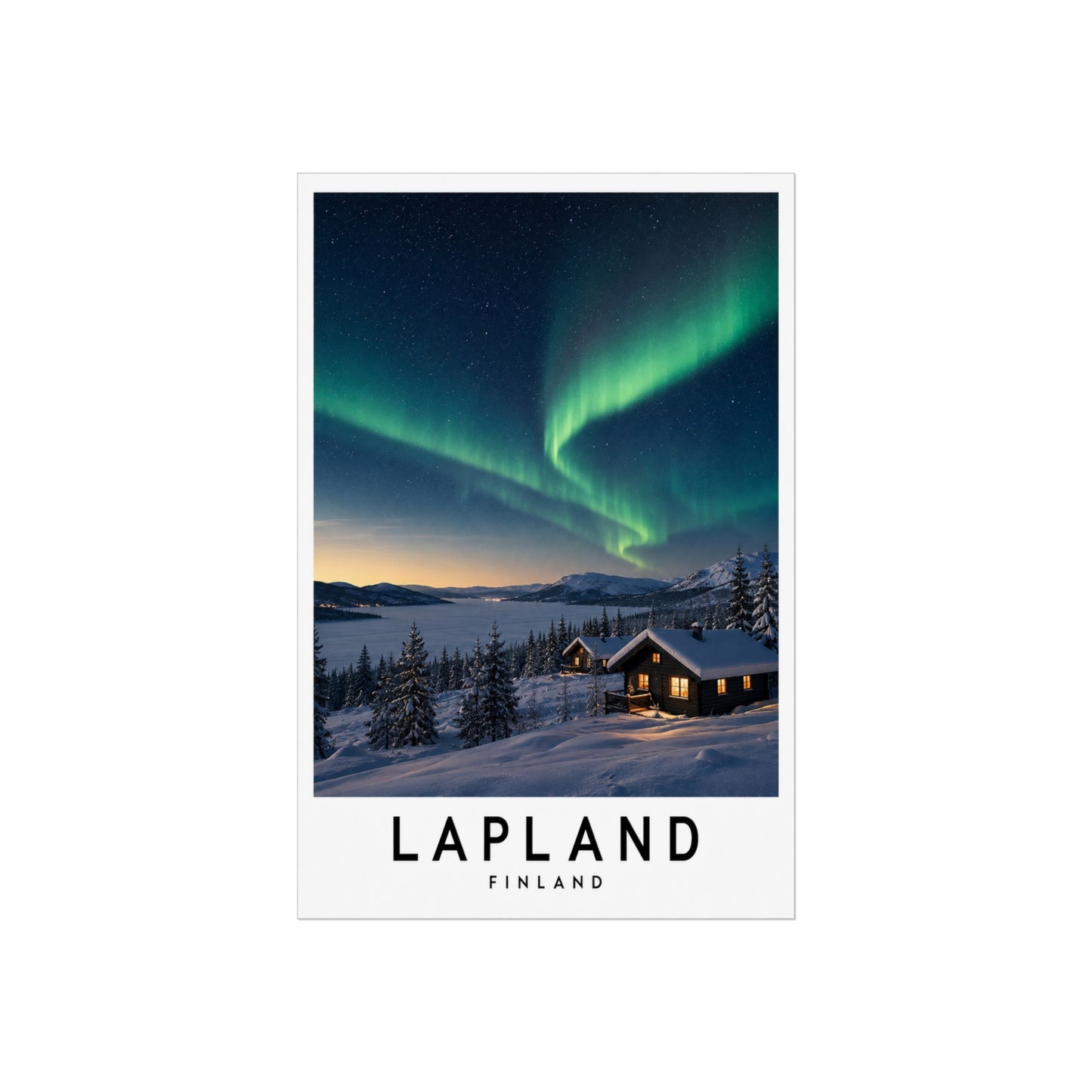 Lapland Aurora Fine Art Poster — Northern Lights Travel Print - Lapland Travel poster