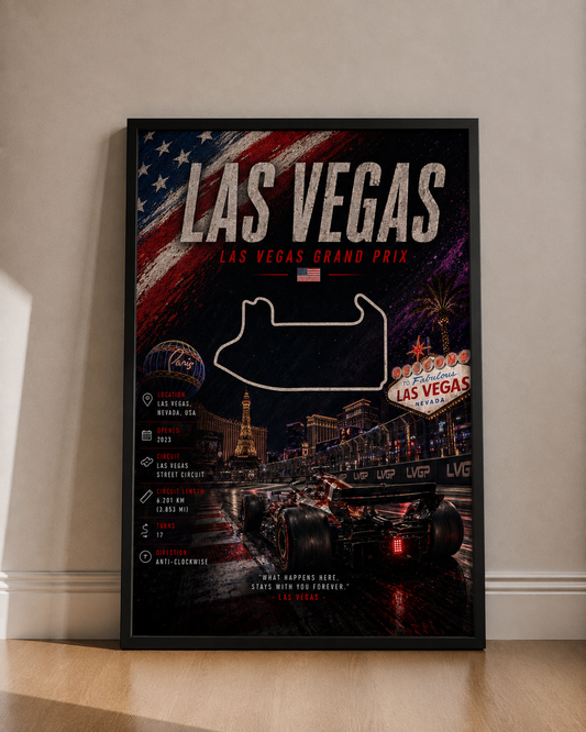 Las Vegas Grand Prix Poster — Vintage Racing Fine Art Print - Las Vegas Track Poster